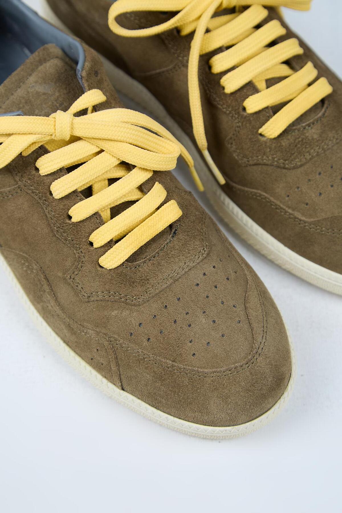 Zeus Erkek Hakiki Deri El Boyamalı Bağcık Ve İki Yedek Bağcıklı Haki Sneakers — خاکی MNJ.140 — تصویر 4 از 6