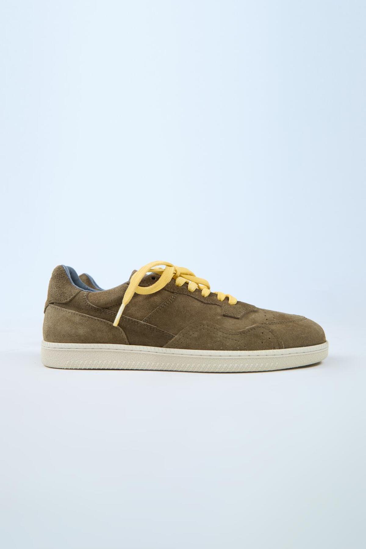 Zeus Erkek Hakiki Deri El Boyamalı Bağcık Ve İki Yedek Bağcıklı Haki Sneakers — خاکی MNJ.140 — تصویر 2 از 6