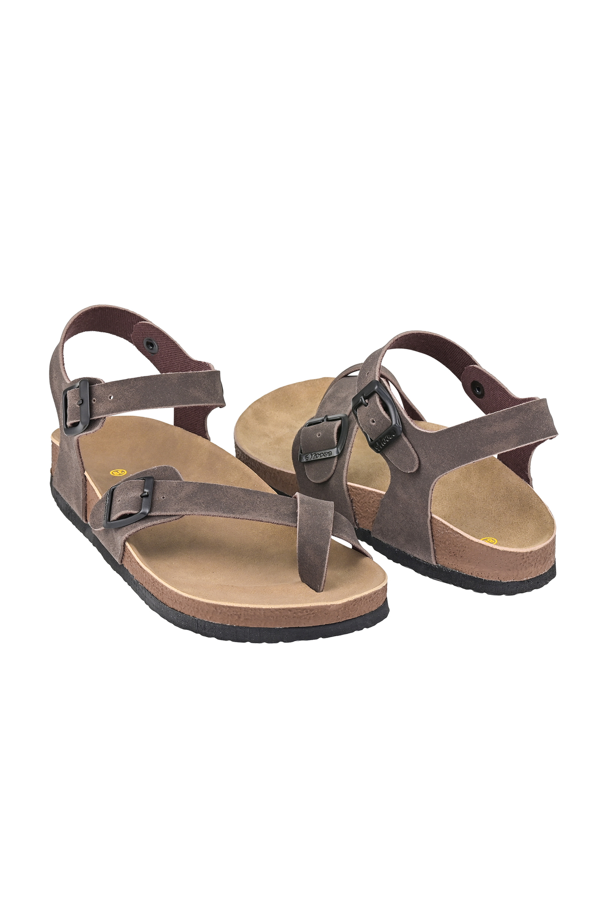 JustBow  Unisex Tokalı Antrasit Kahve Anatomik Tabanlı Sandalet - Görsel 4