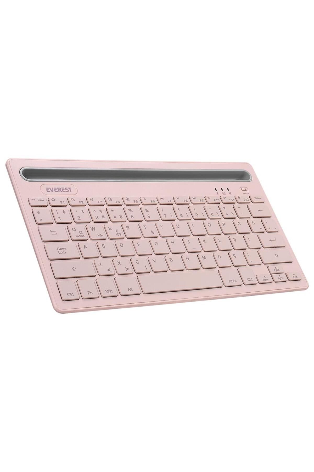 Vobotek Teknoloji KB-BT82 Pembe-Gri Bluetooth Ultra İnce+Şarjlı Q Mac-Win-Android-Ios Uyumlu Kablosuz klavye