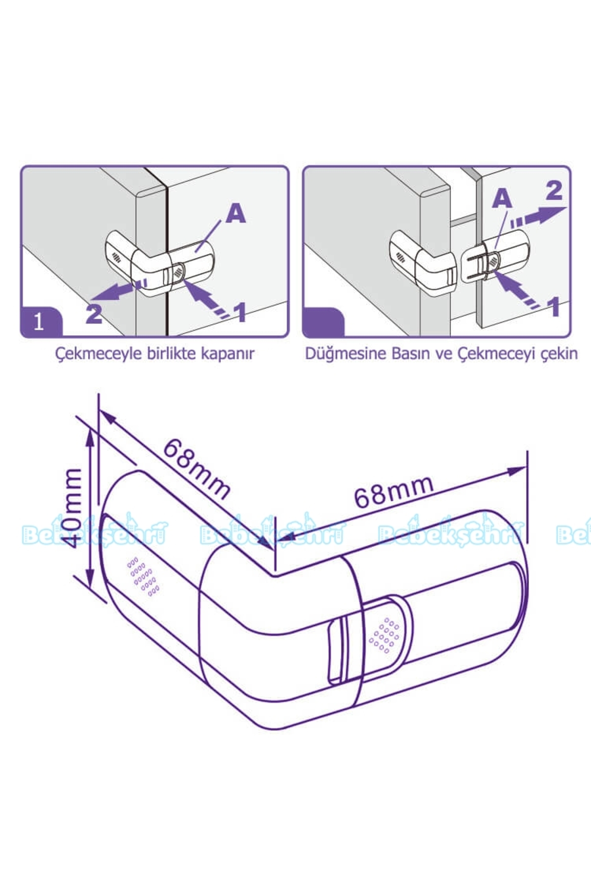 Evokids Çekmece Güvenlik Kilidi (4 Adet) fotoğrafı 2 (önizleme)