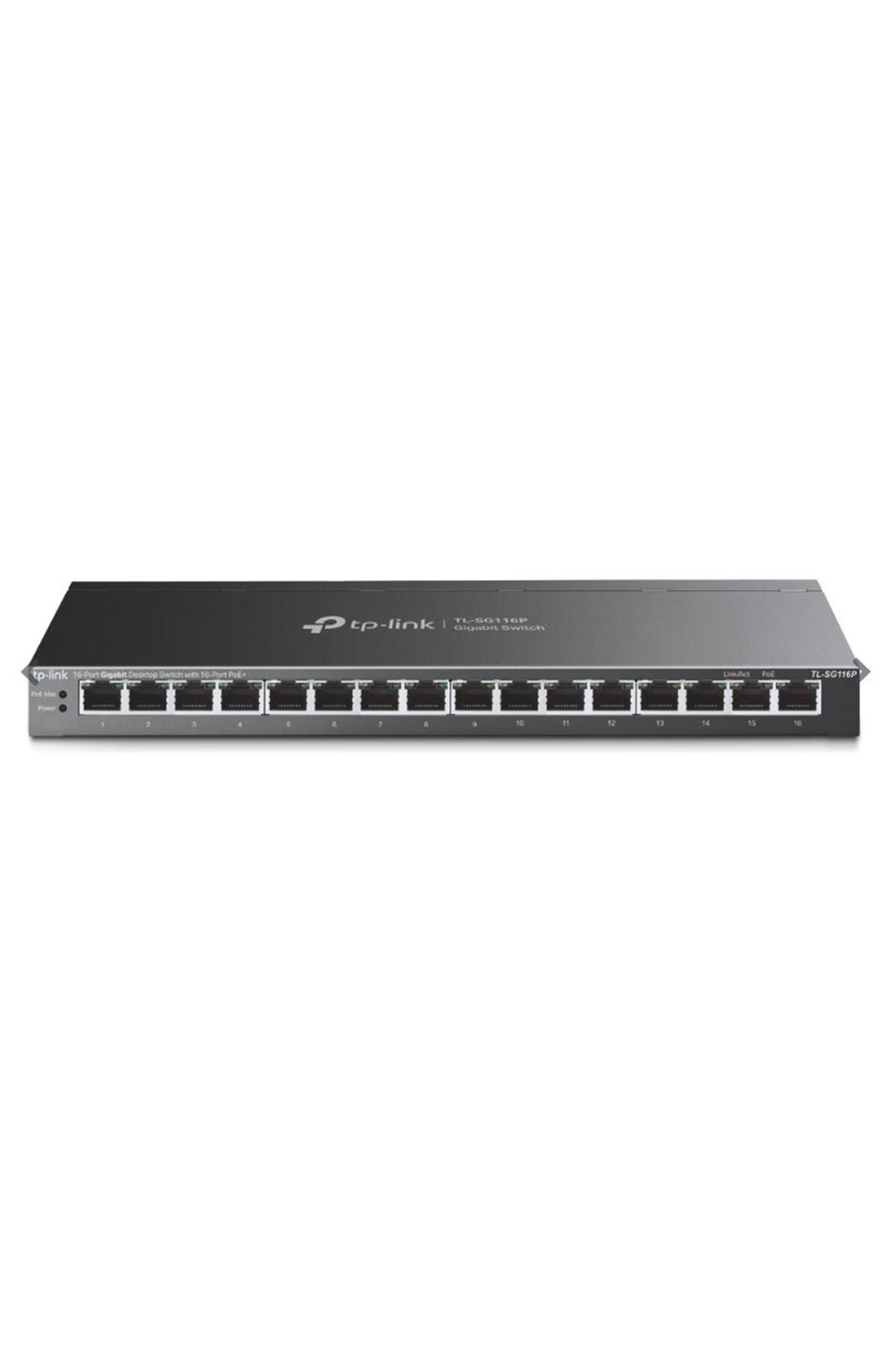 Vobotek Teknoloji -Link TL-SG116P 16 Port Poe+ 10-100-1000 Mbps Switch Çelik Kasa