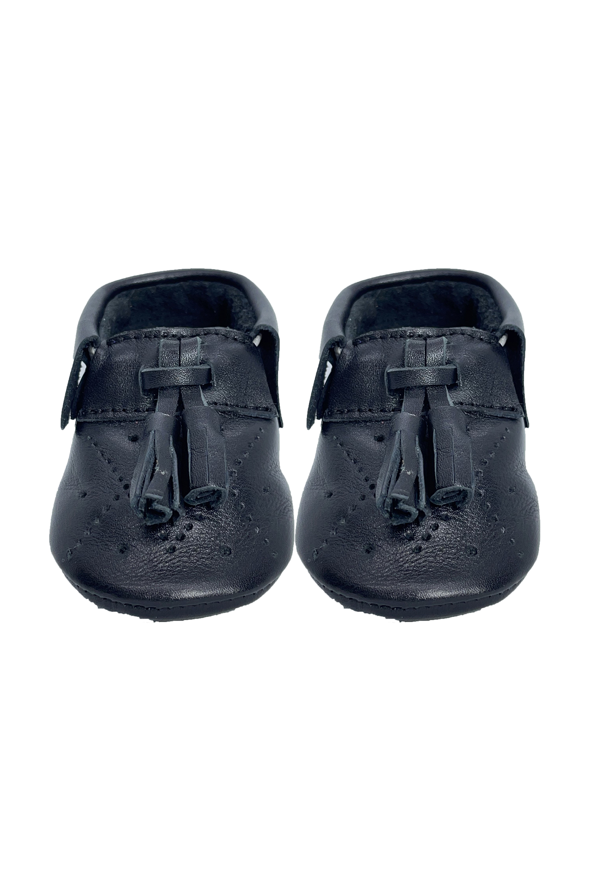 Genuine Leather Shiny Black Baby Booties
