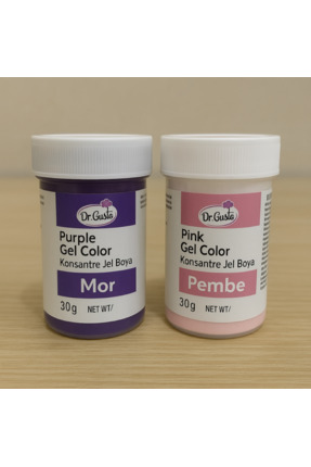 Dr. Gusto Jel Gıda Boyası 2 li Set Mor Pembe 30 gr