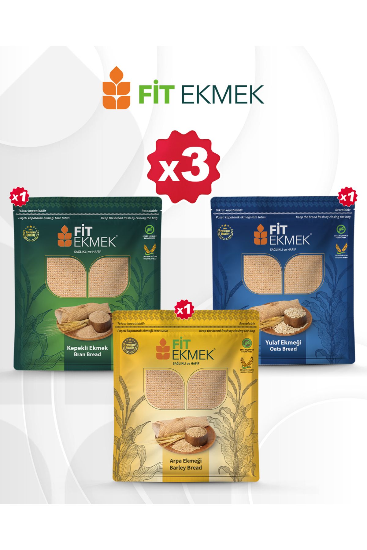 fit Kepekli Lavaş Ekmeği 300gr, Yulafli Lavaş Ekmeği 300gr ve Arpa Lavaş Ekmeği 300gr