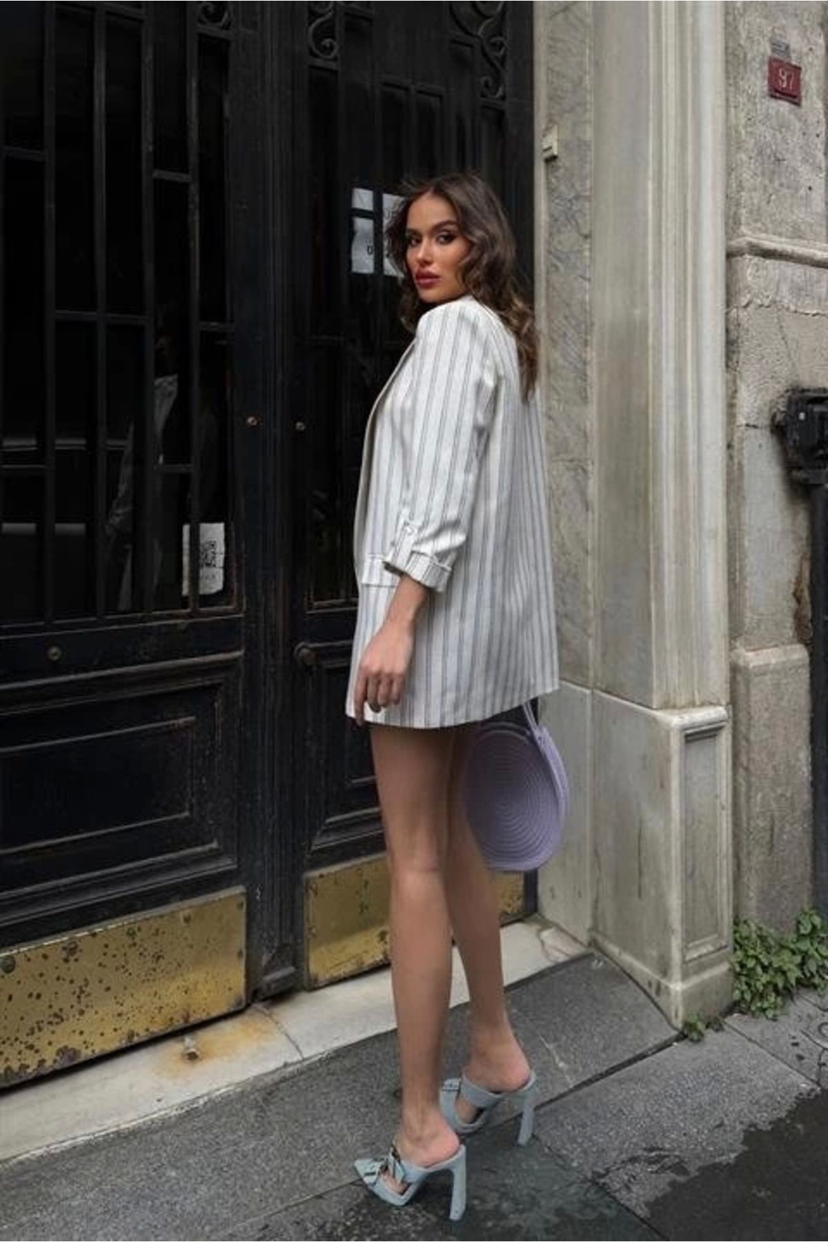 Butik-Dreamy Striped Blazer Jacket 6091-24 6