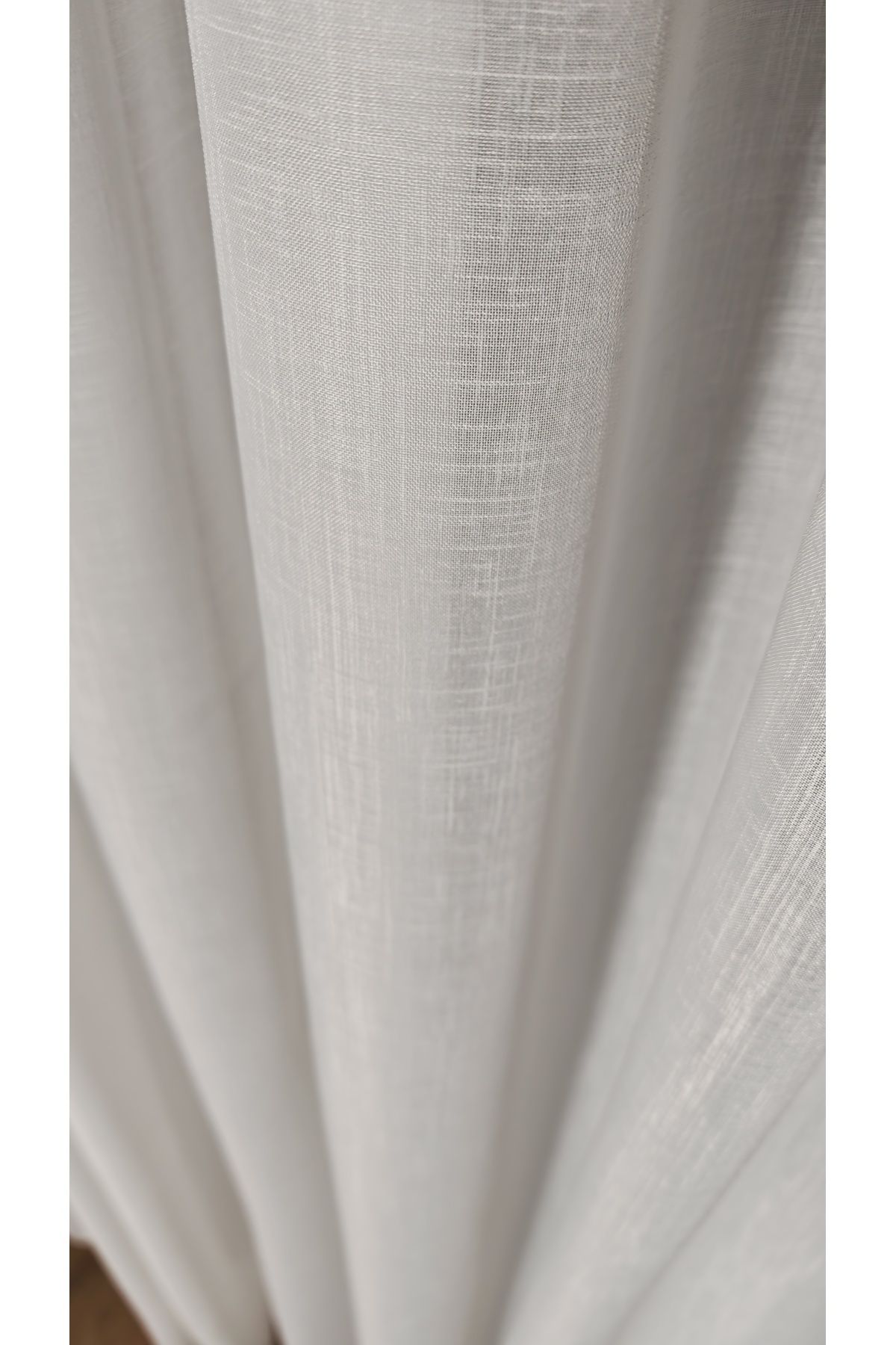 Yuka-Folded Linen Ecru Tulle Curtain, 1/3 Dense Pleat with Grammage - Suitable for Any Room Skirt That Does Not Want to Iron - Leaded 2