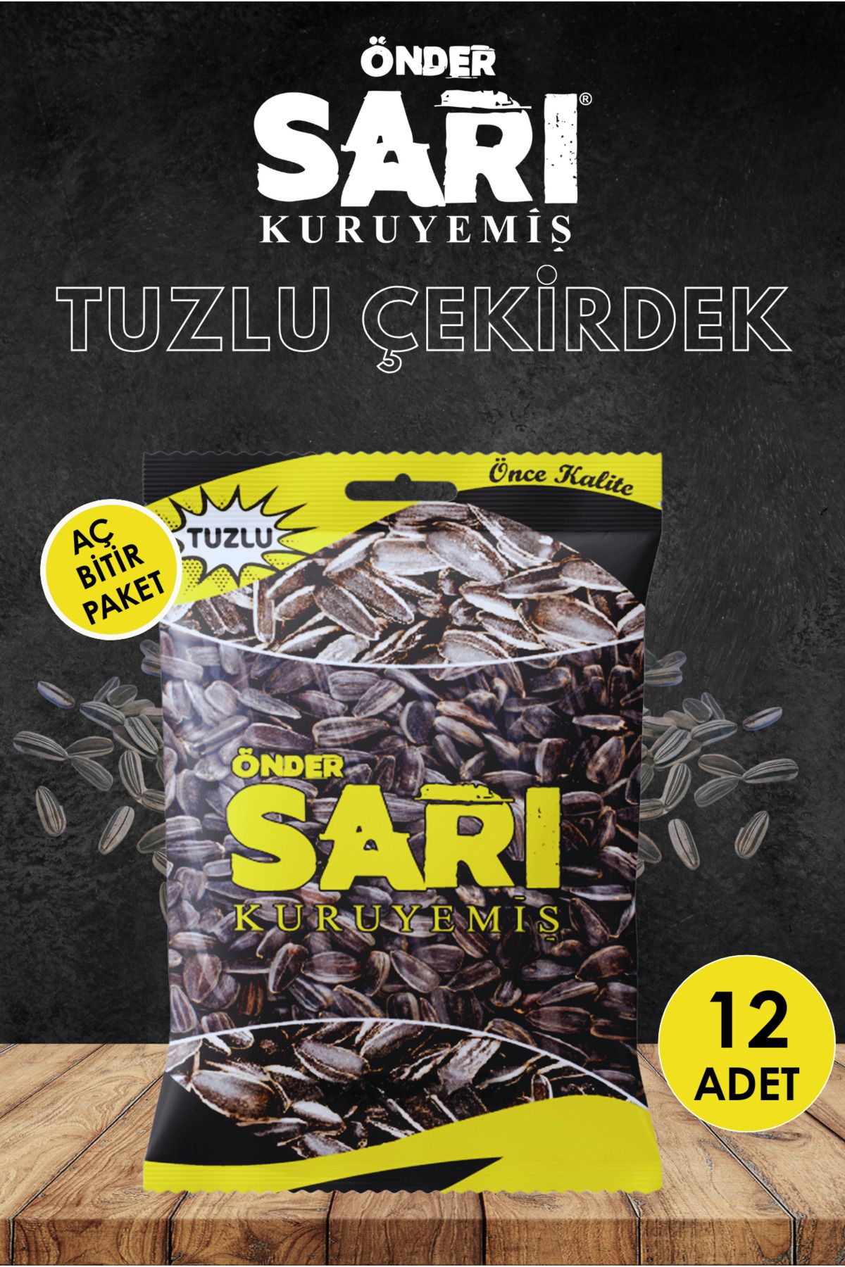 Önder Sarı Kuruyemiş TUZLU AY ÇEKİRDEĞİ 120 GR X 12 ADET AÇ BİTİR PAKET