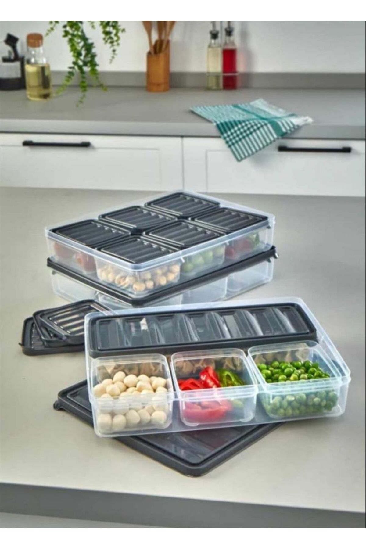 Sharvox-Set of 5 Microwave and Refrigerator Storage Containers - Refrigerator Organizer 1X1000Ml,1X2500Ml, 3X250Ml 3