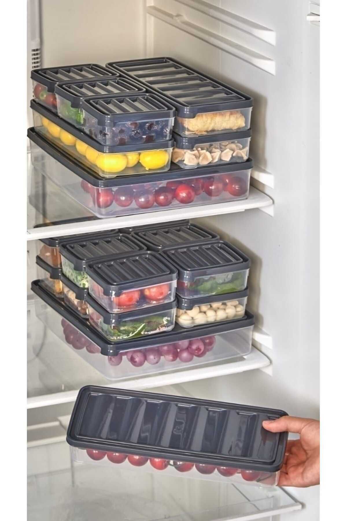 Sharvox-Set of 5 Microwave and Refrigerator Storage Containers - Refrigerator Organizer 1X1000Ml,1X2500Ml, 3X250Ml 4