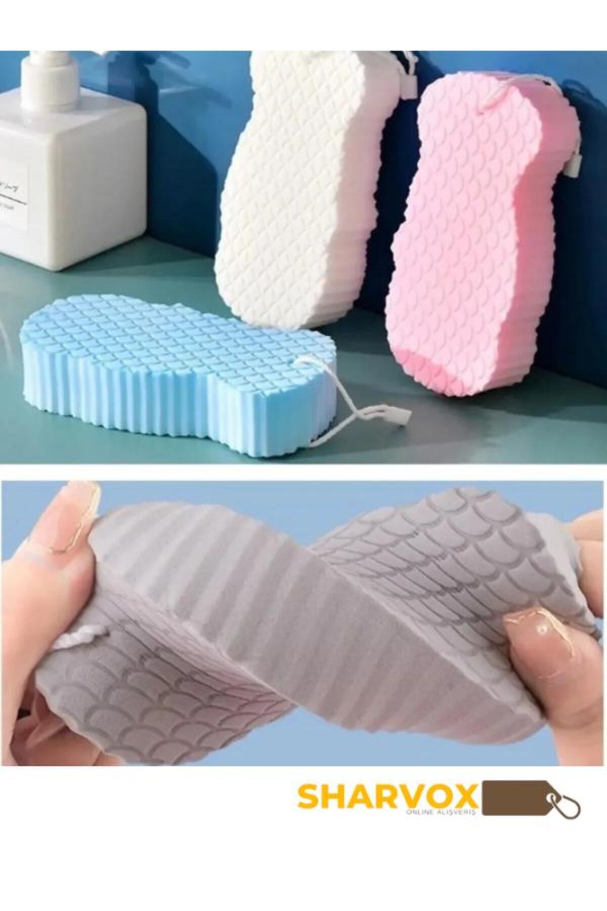 Sharvox Cilt Temizleyici Bebek Banyo Ölü Deri Sökücü Masaj Süngeri Vücut Duş Süngeri Yoğun Peeling Fırçası