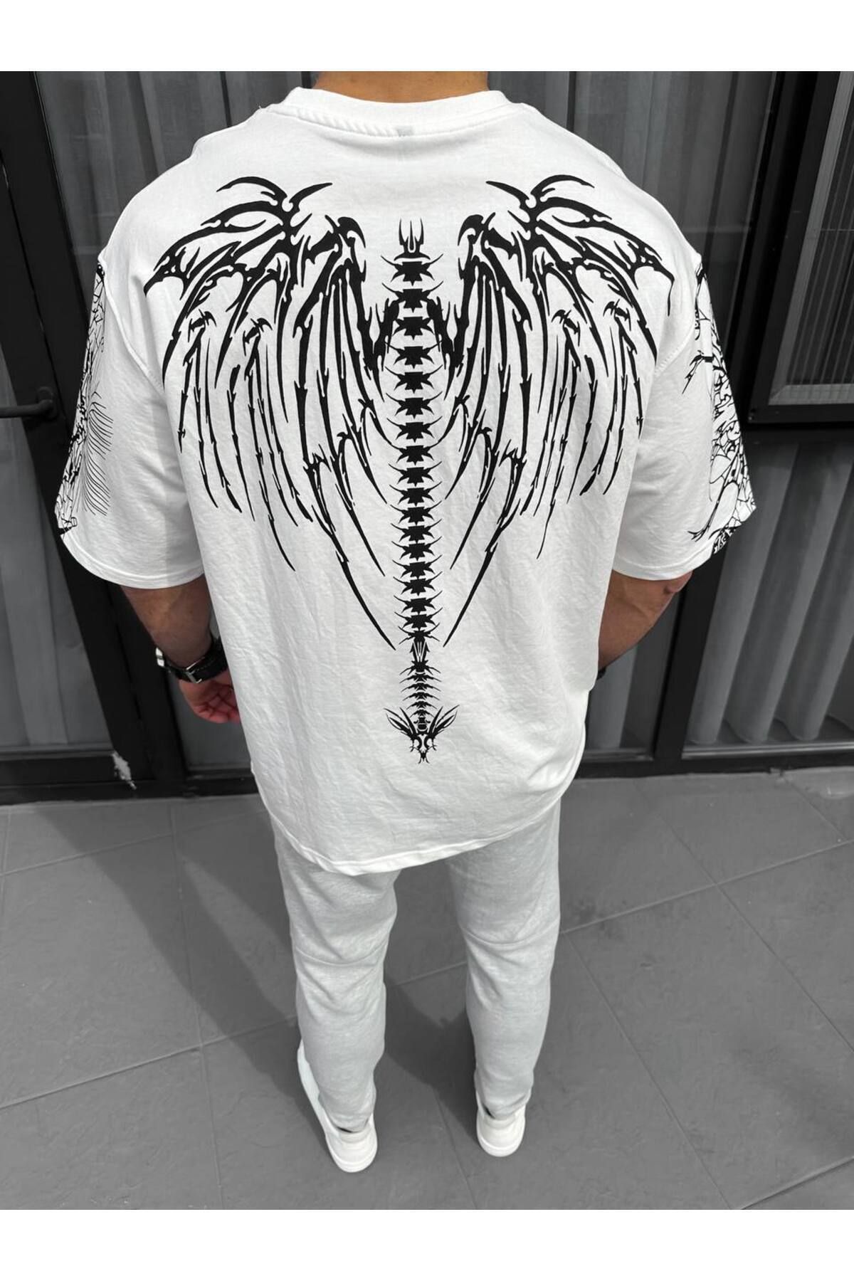 İLKCET MODA-Dark Angel Printed Oversize T-shirt 4