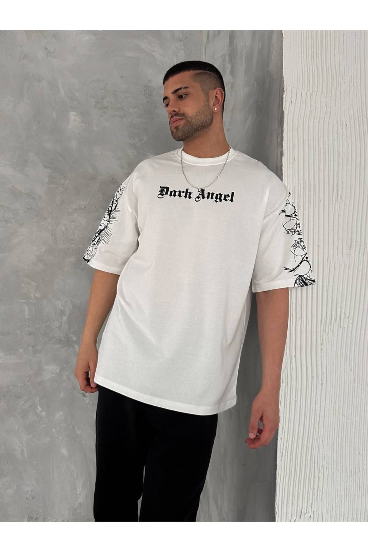 İLKCET MODA-Dark Angel Printed Oversize T-shirt 5