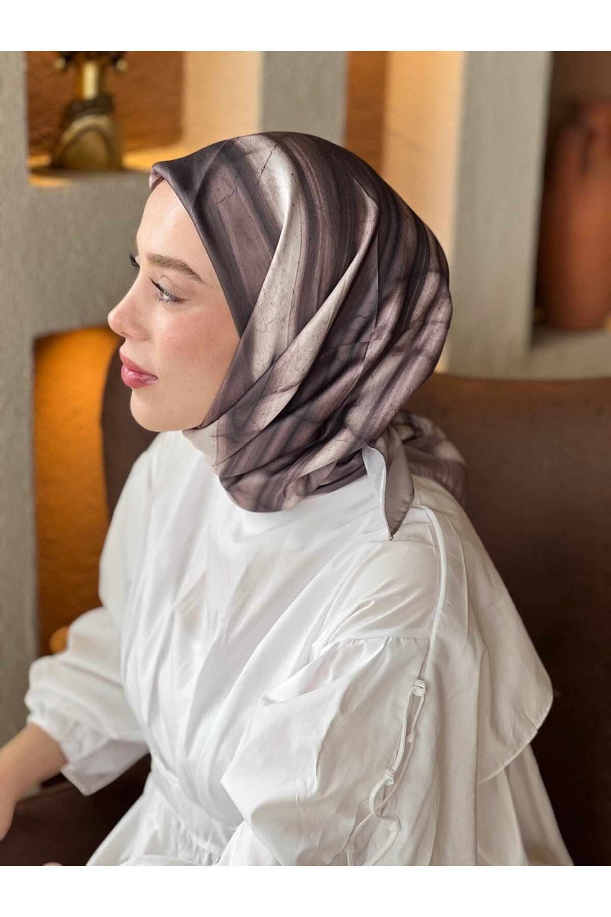 Modakaşmir-Marble Tanca Silky Scarf 1