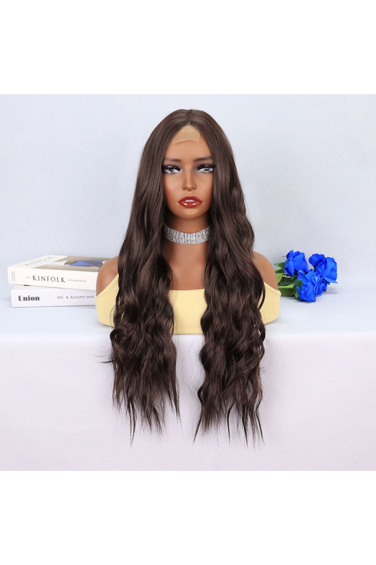 doremodam-Dark Auburn Wavy Long Tulle Wig - 582386 -1453 1
