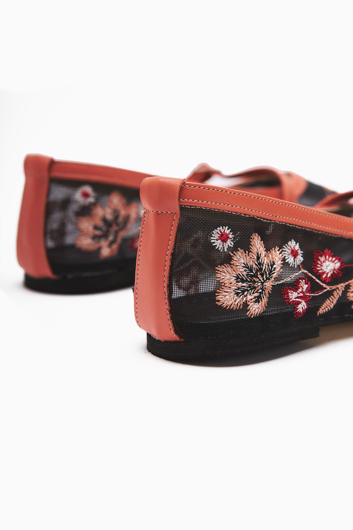 Limoya-Jolin Orange Embroidered Buckle Women's Ballerinas 5