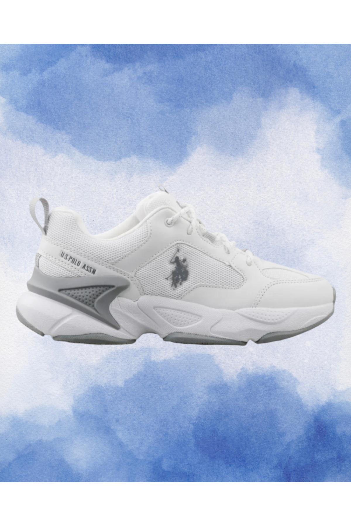 یو اس پولو کفش کتانی سبک وزن بدون لغزش، کفش کتانی سفید -اورجینال-