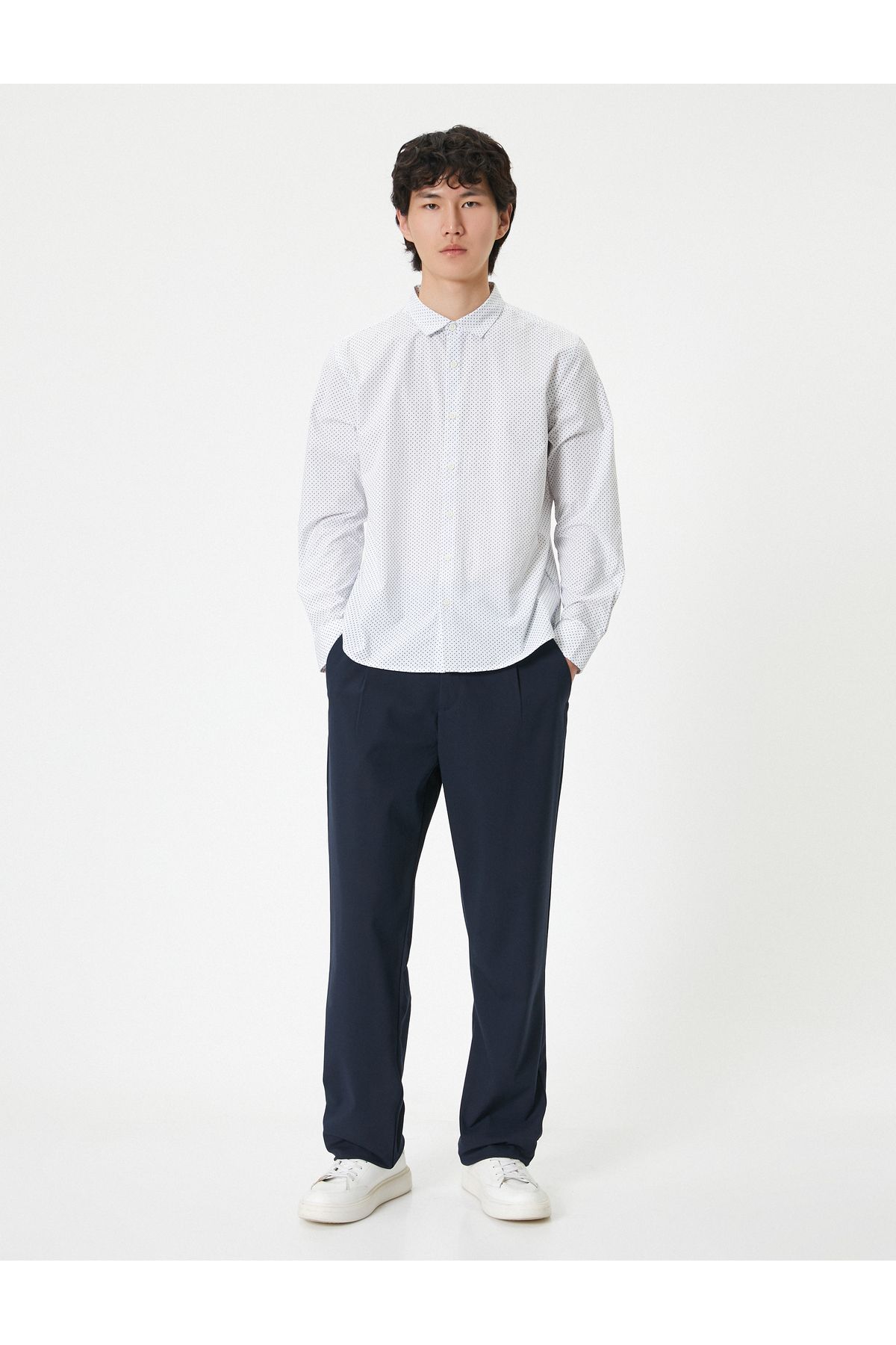 Koton-New Season Slim Fit Shirt Half Italian Collar Button Cotton 2