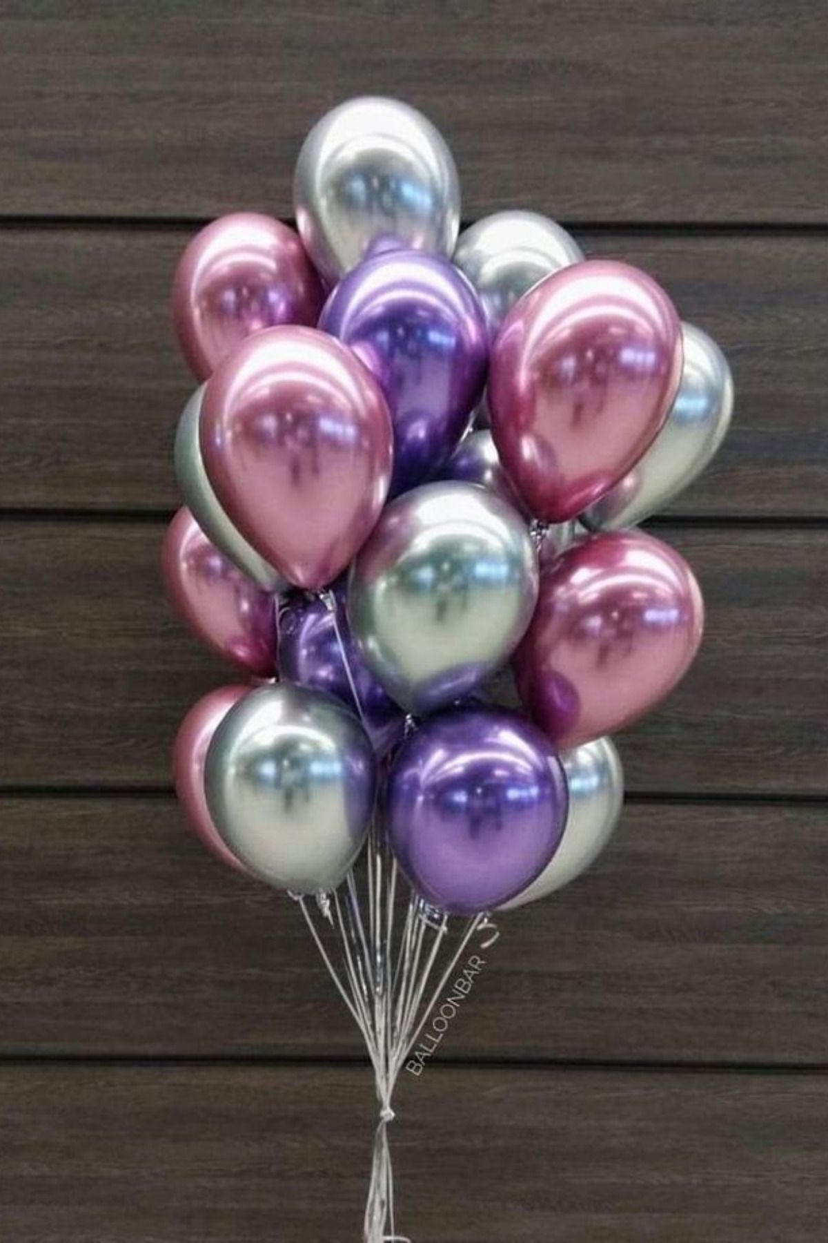 party world-Set of 20 Silver Pink Purple Chrome Balloons (12 Inches) 1