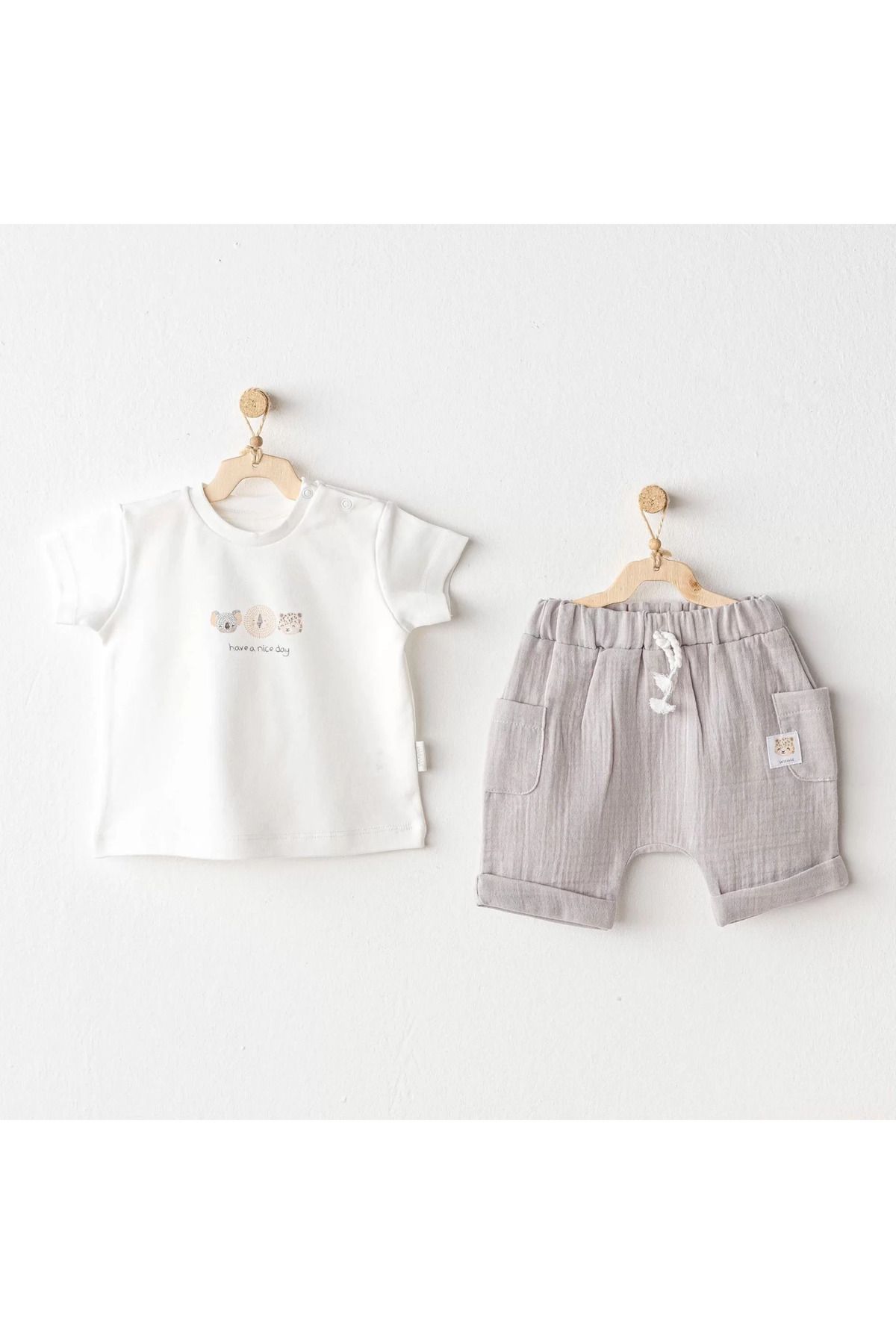 RUBY BOUTİQUE Andywawa Ac25847 Happy Animals 2'li Bebek Takım Grey