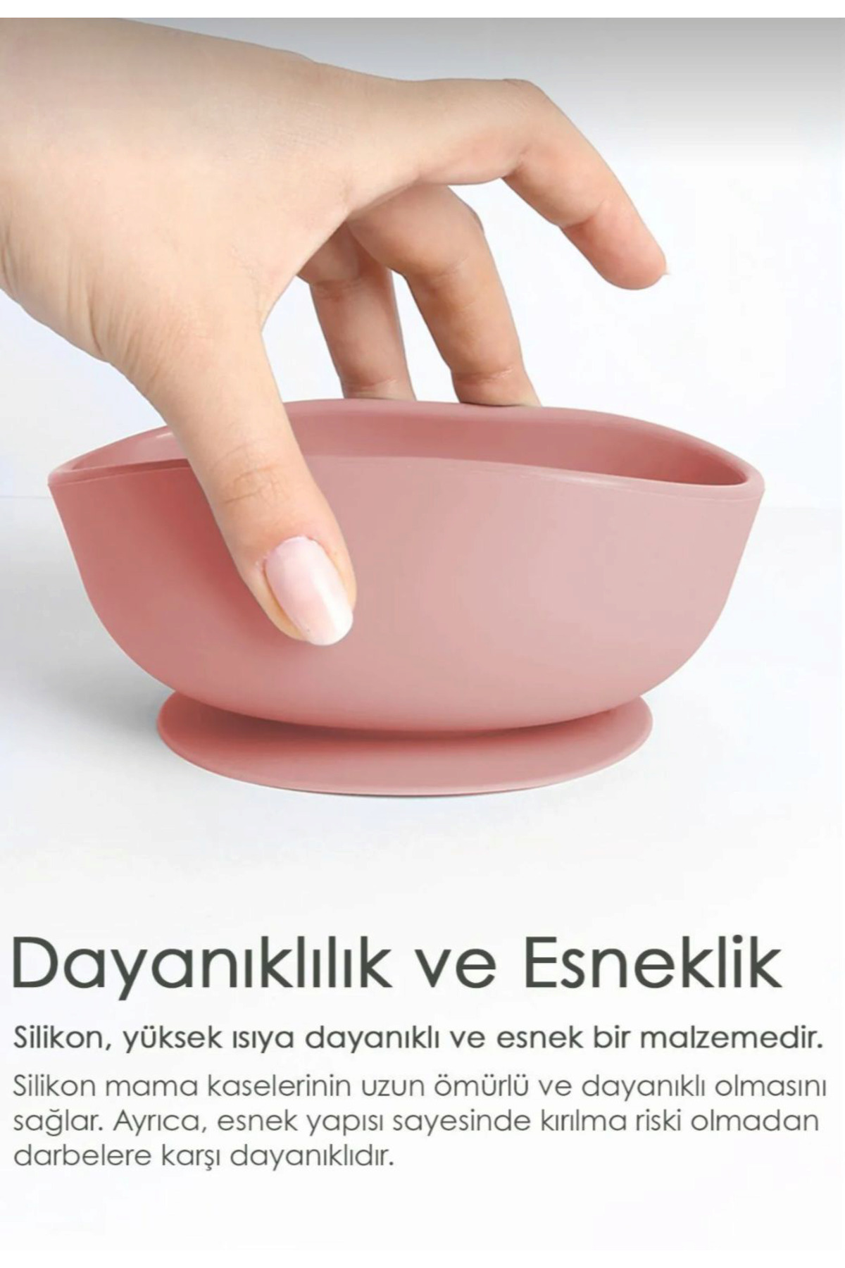 Baby Bebek kapaklı mama kasesi ile kaşık-silikon vakumlu kase ve kaşığı fotoğrafı 4 (önizleme)