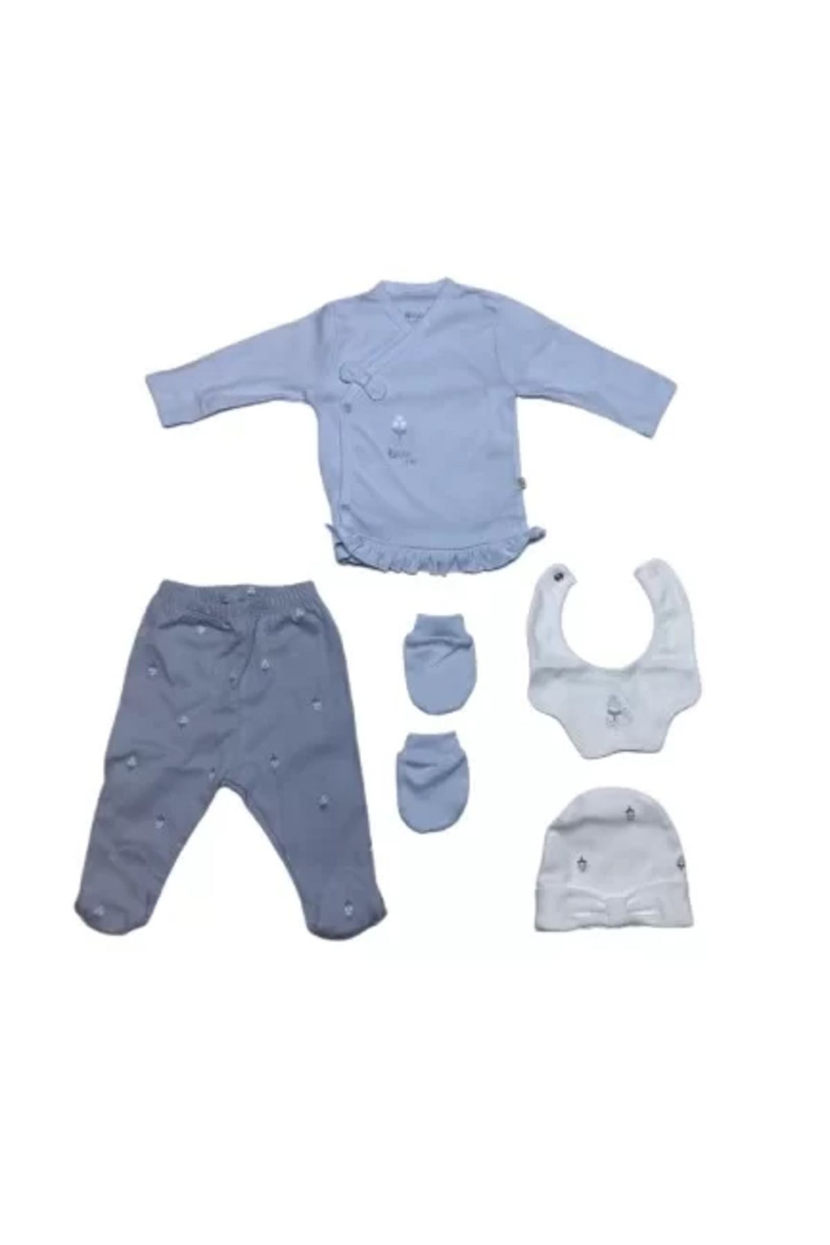 dalinda Bibaby Biorganic Love Floral 5'li Hastane Çıkış Seti 62360 Ekru Lila