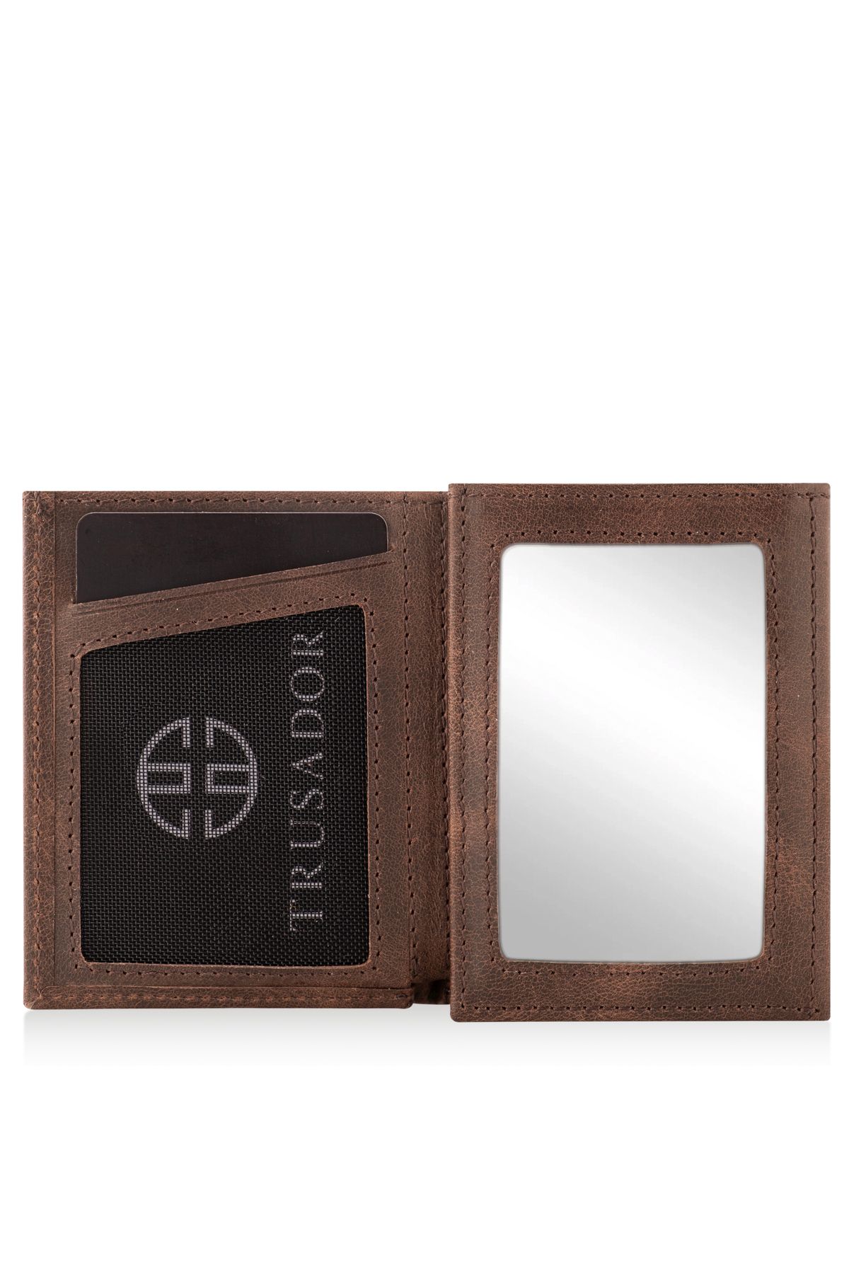 کیف پول زنانه MARSEILLE BROWN ZIPPER WALLET چرمی MIRROR RFID مردانه محافظت شده Trusador