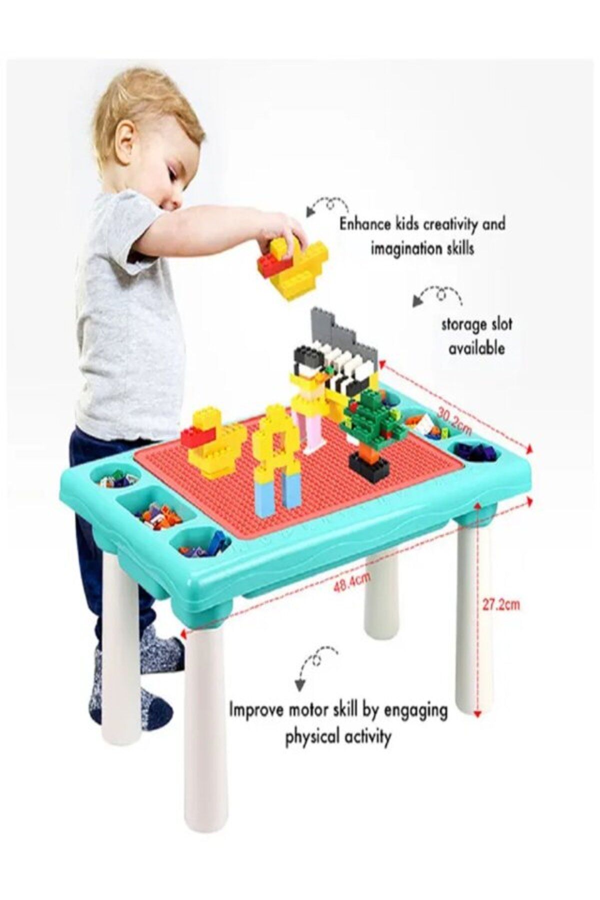 StarMarz-300-piece Multi-functional Toy Block Table – Multicolor 3