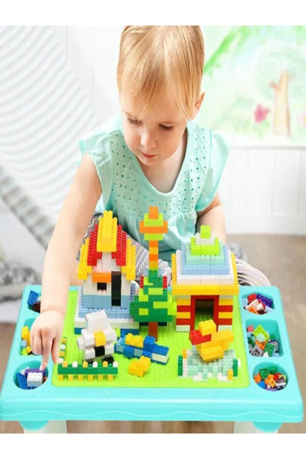 StarMarz-300-piece Multi-functional Toy Block Table – Multicolor 5