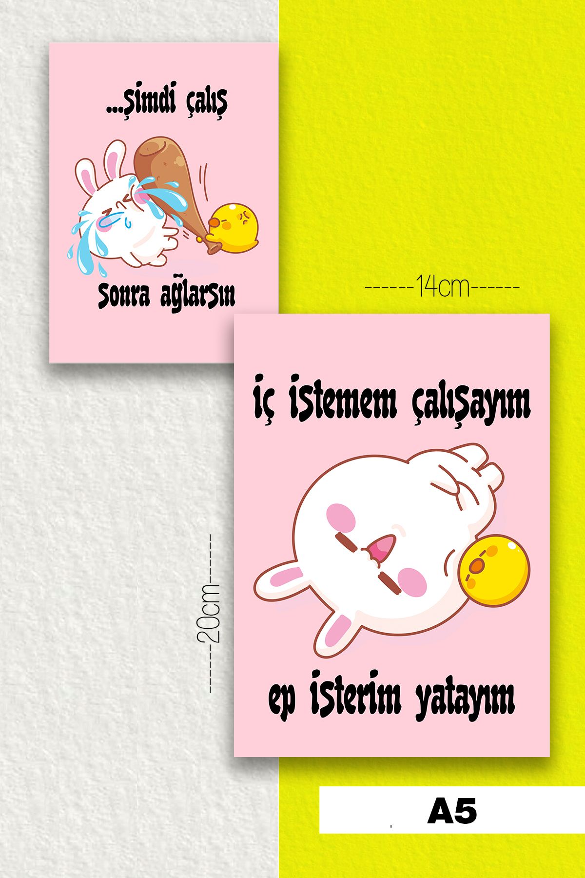 SelisCraft-Talking Rabbit Set of 2 Unlined Notebooks Pink A5 40 Sheets School Notebook Memory Notebook Gift Notebook 1