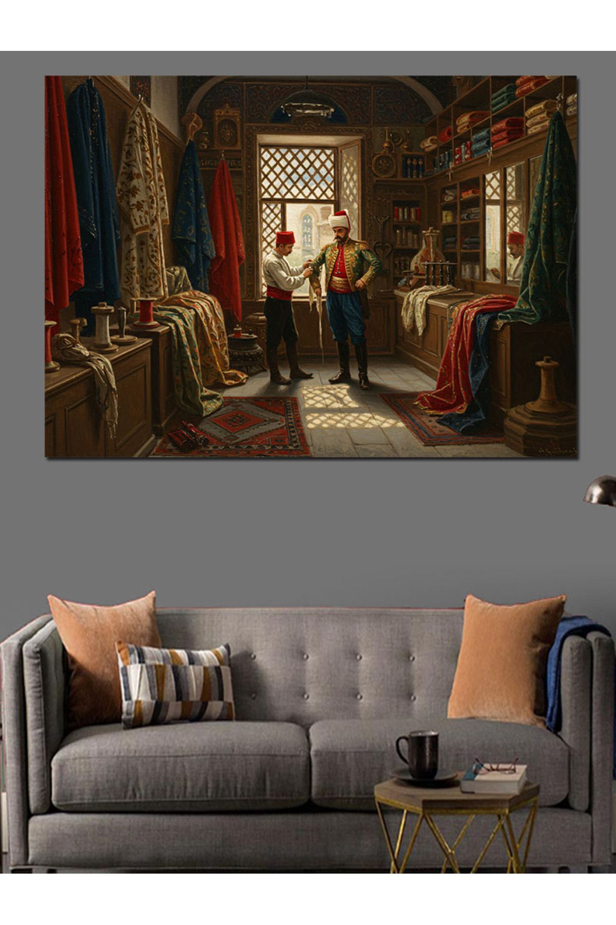 karizmart-Fabric Selection in Grand Bazaar Decorative Canvas - Mdf Wood Table 2