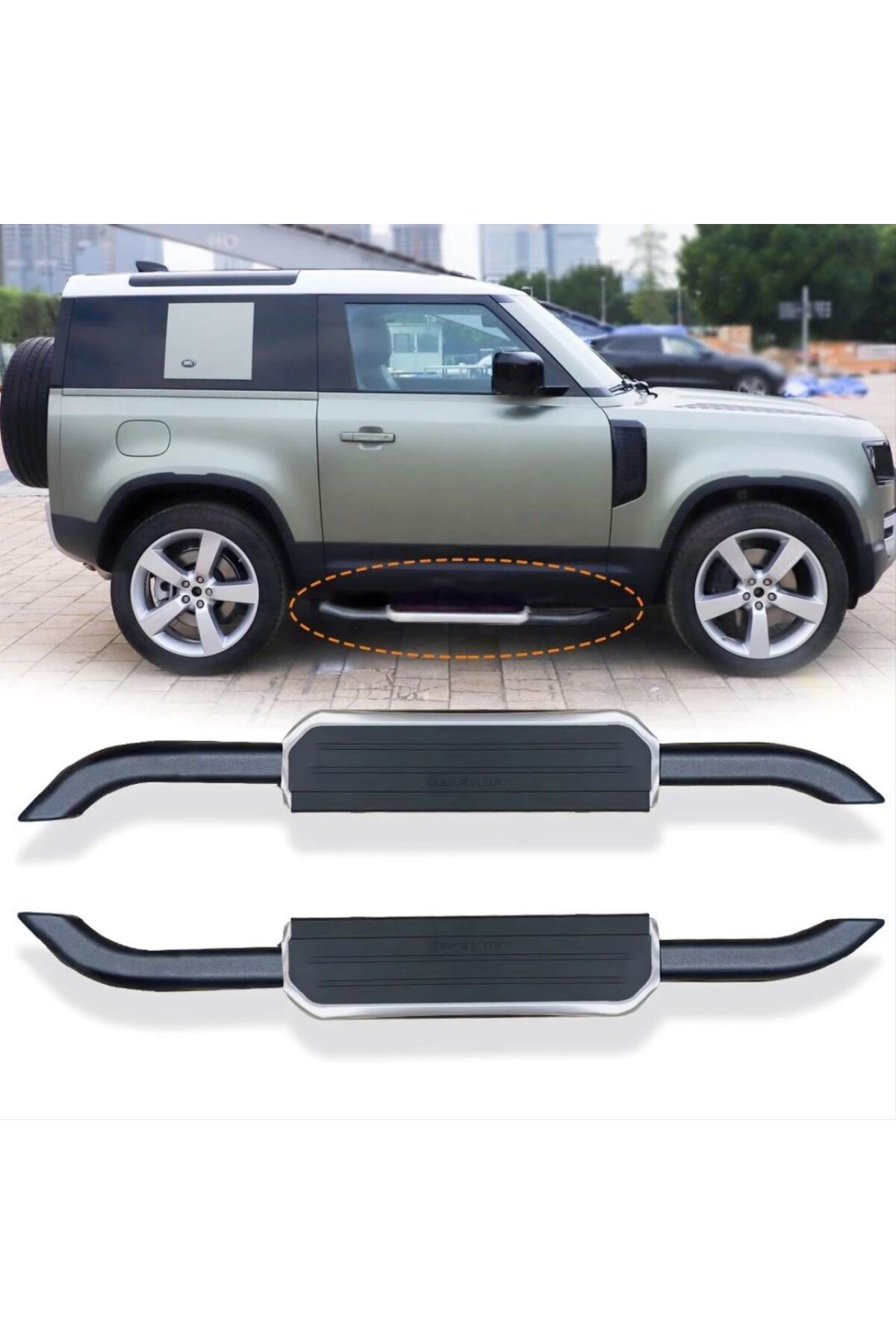 EFL Land Rover Defender 2020+ Uyumlu Yan Basamak (90 Lık İçin ) - Siyah / Silver
