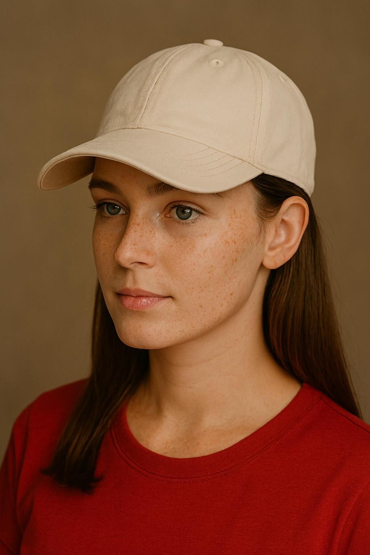 derikem-Unisex Basic Azarli Baseball Cap Cream-Khaki 4