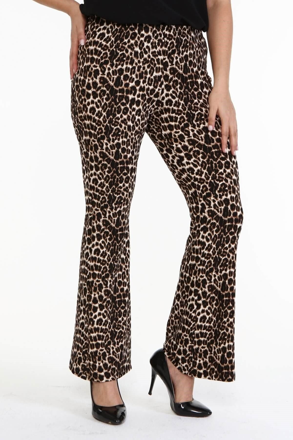 MYLİNE-Knitted Elastic Waist Flared Trousers 4