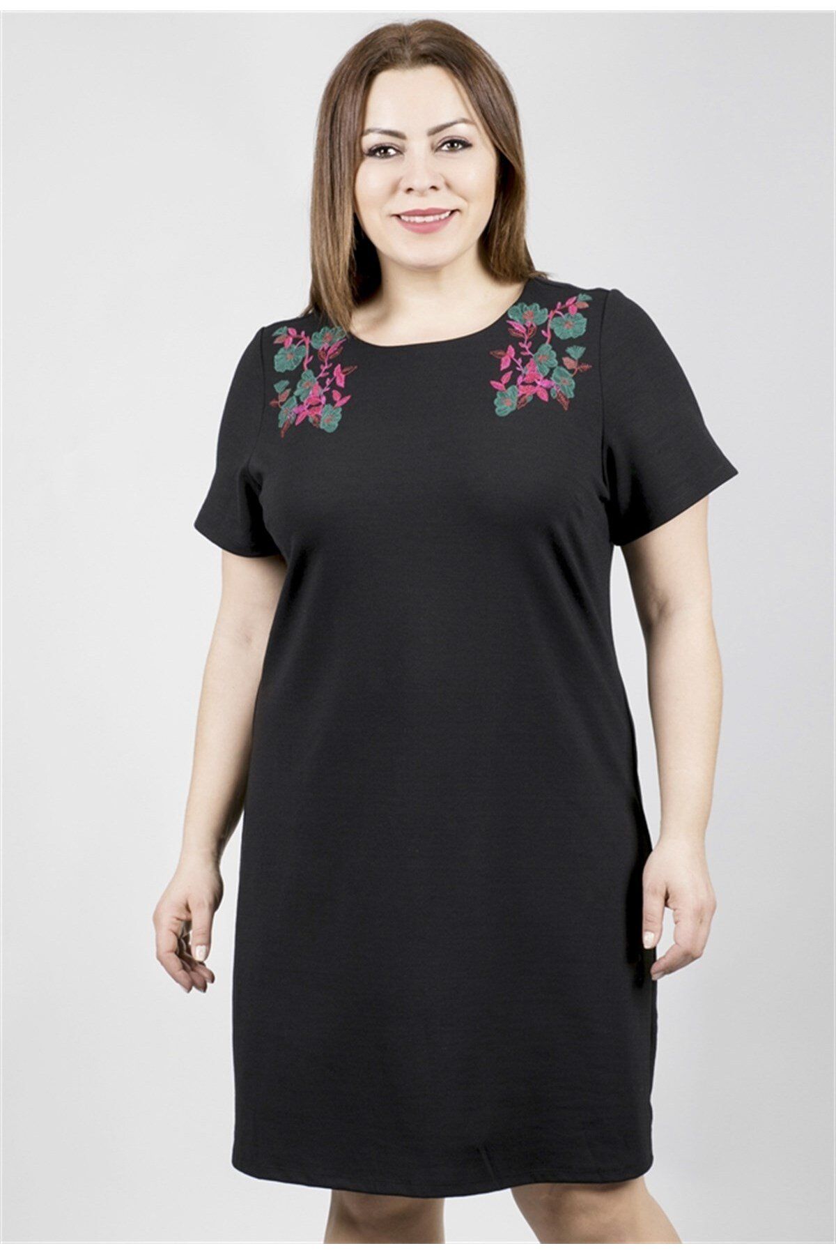 MYLİNE-Short Sleeve Embroidered Punto Dress 1