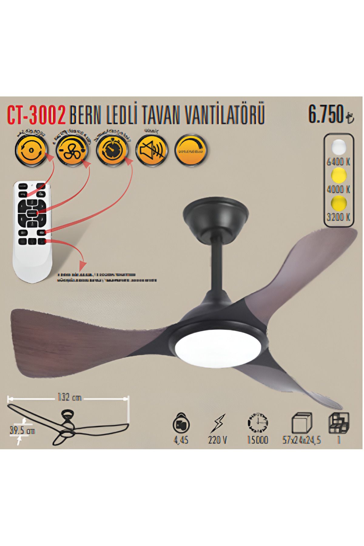 LEDLİ VE SESSİZ TAVAN VANTİLATÖRÜ