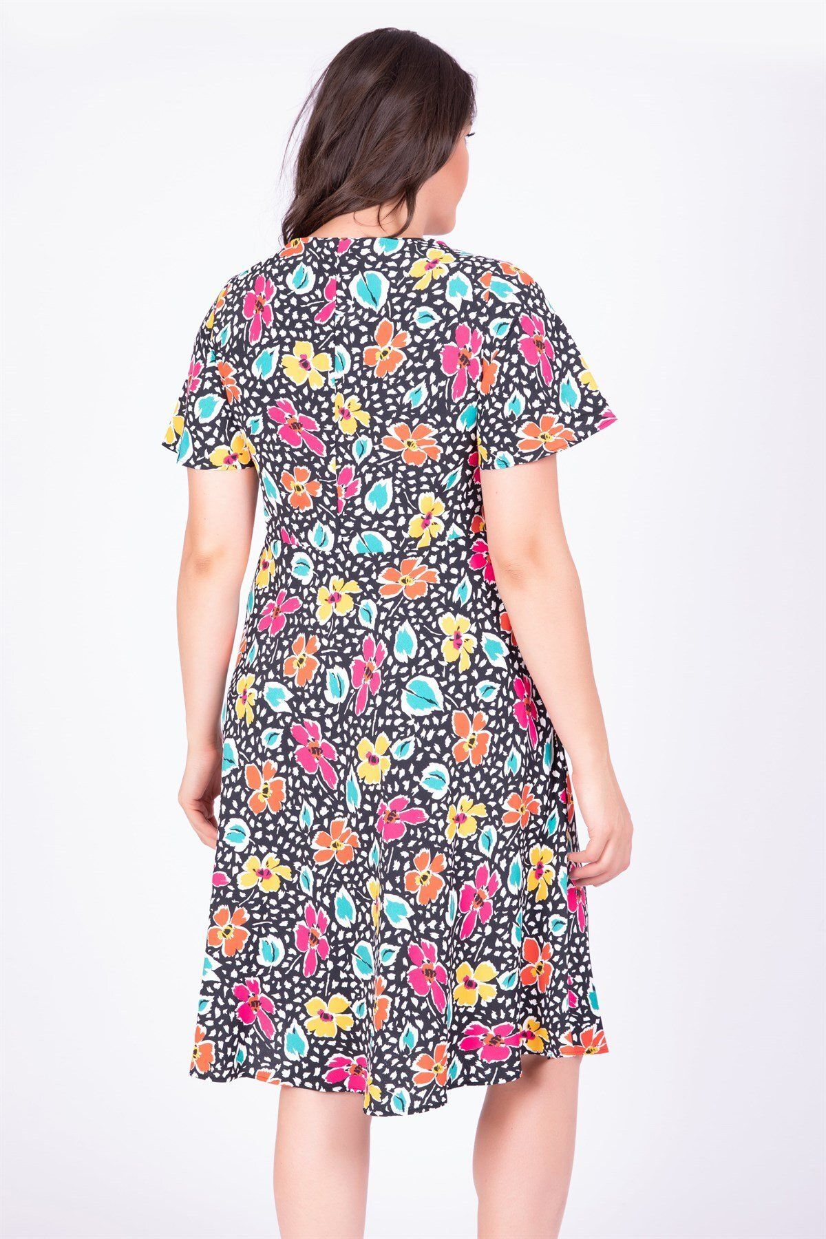 MYLİNE-Floral Dress with Cape Sleeves 3