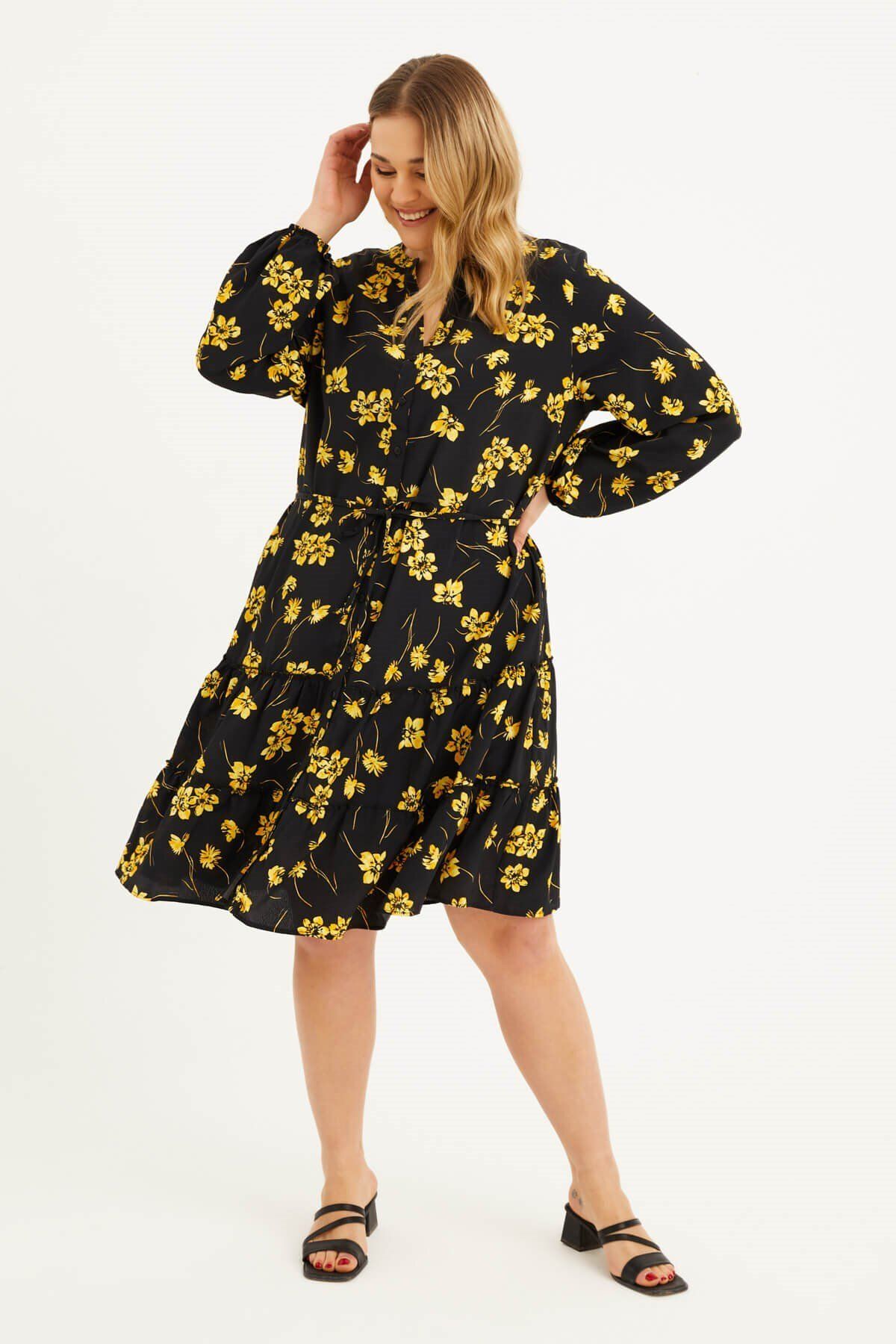 MYLİNE-Rochie cu curea cu volane 3