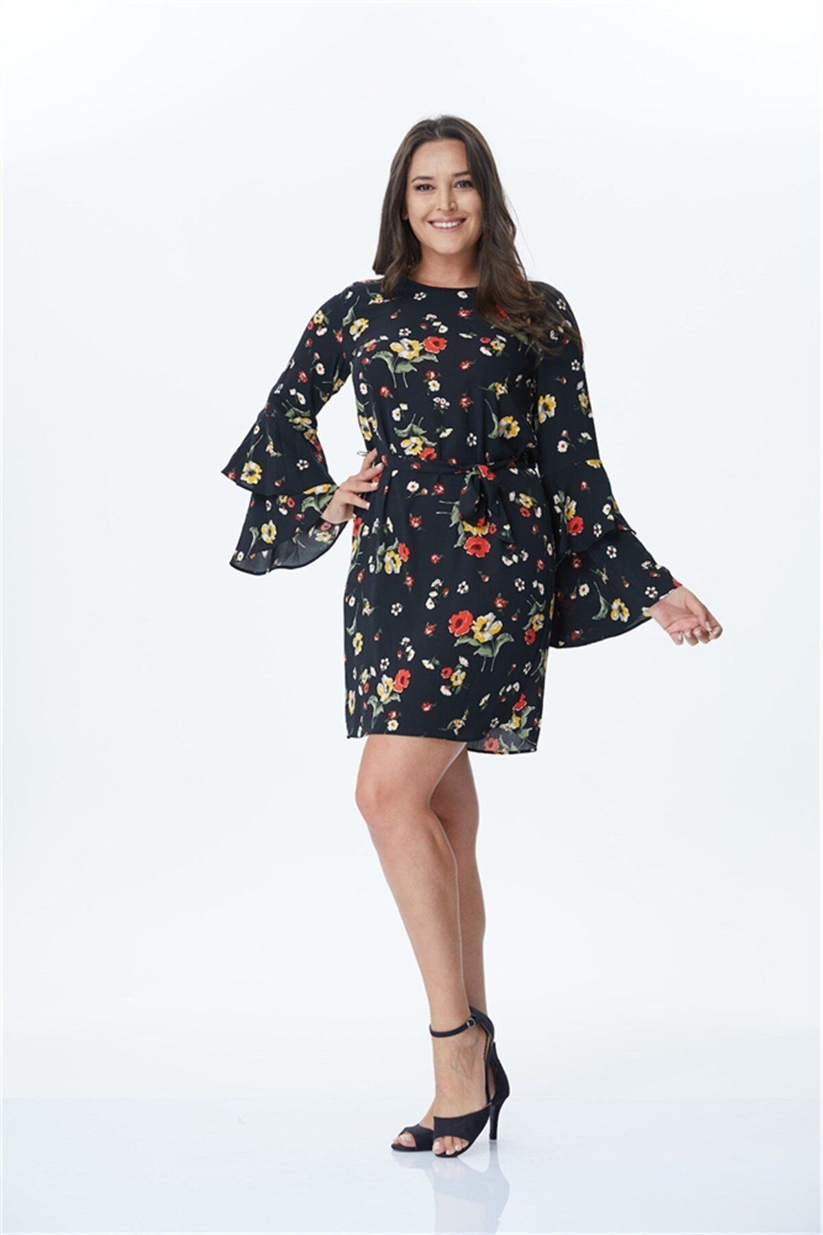 MYLİNE-Floral Dress with Flared Sleeves 3