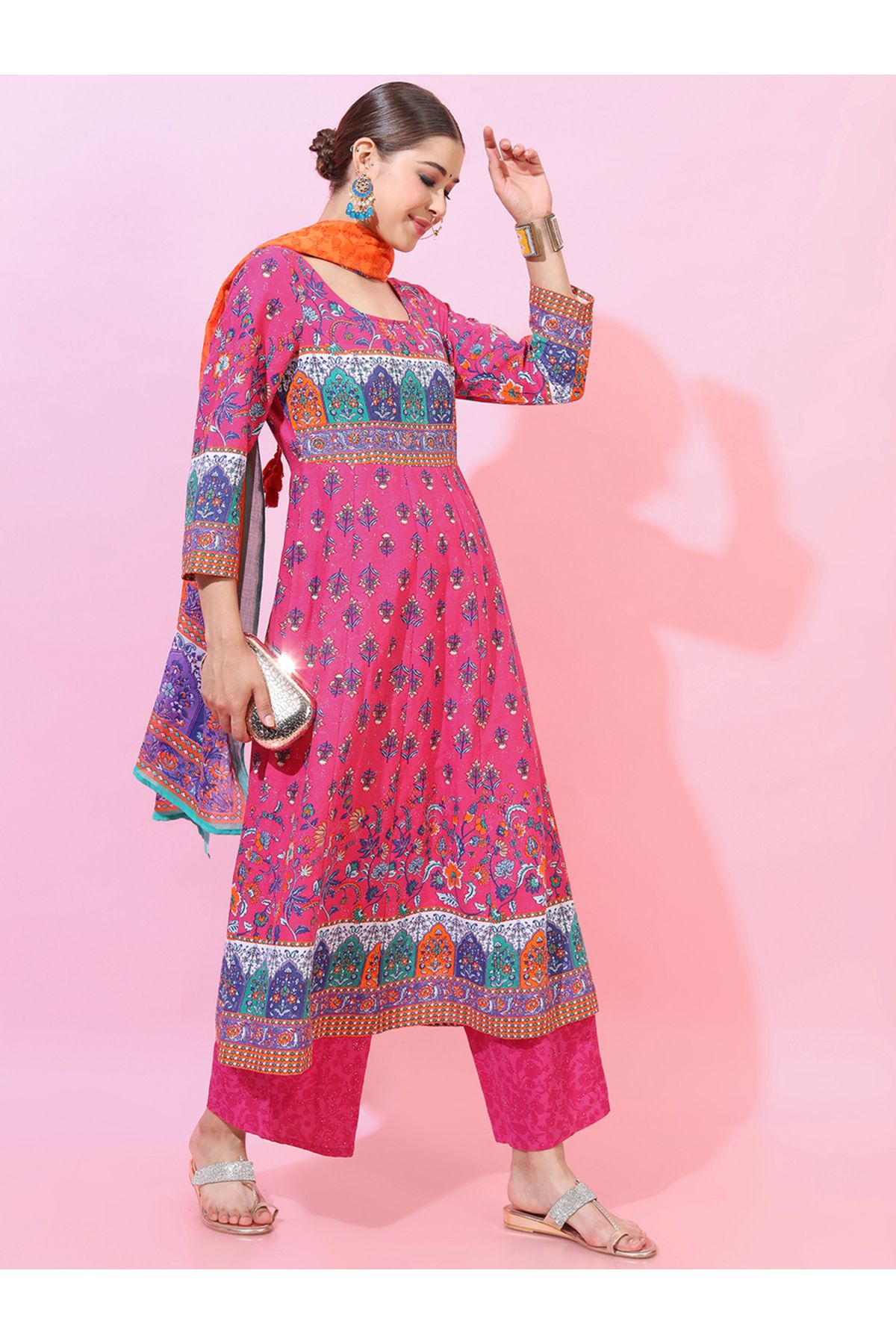 Vishudh By Styli-Women Multicolored Printed Cotton Kurta Set with Dupatta 6