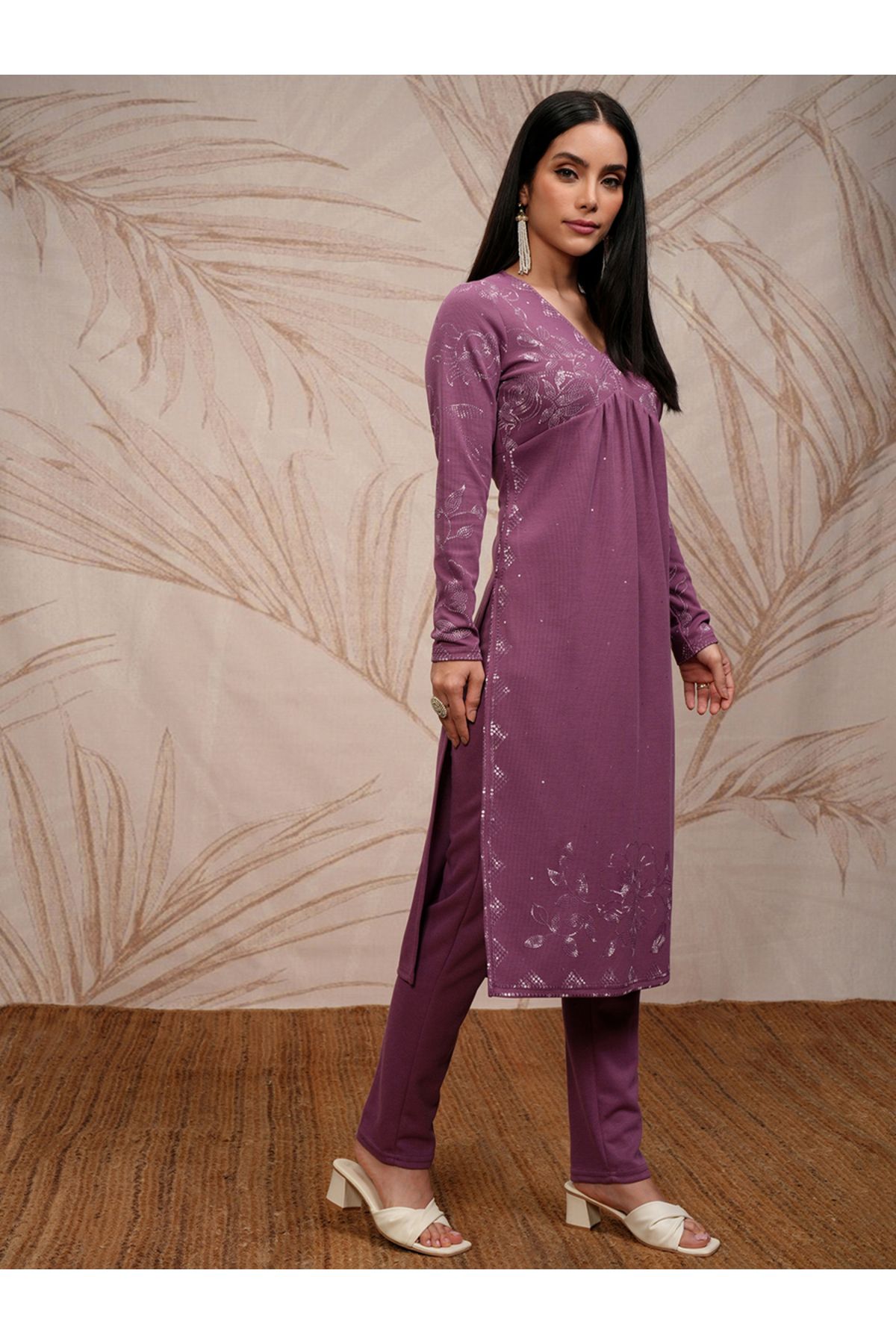 Vishudh By Styli-Women Purple Embroidered Kurta Set 6