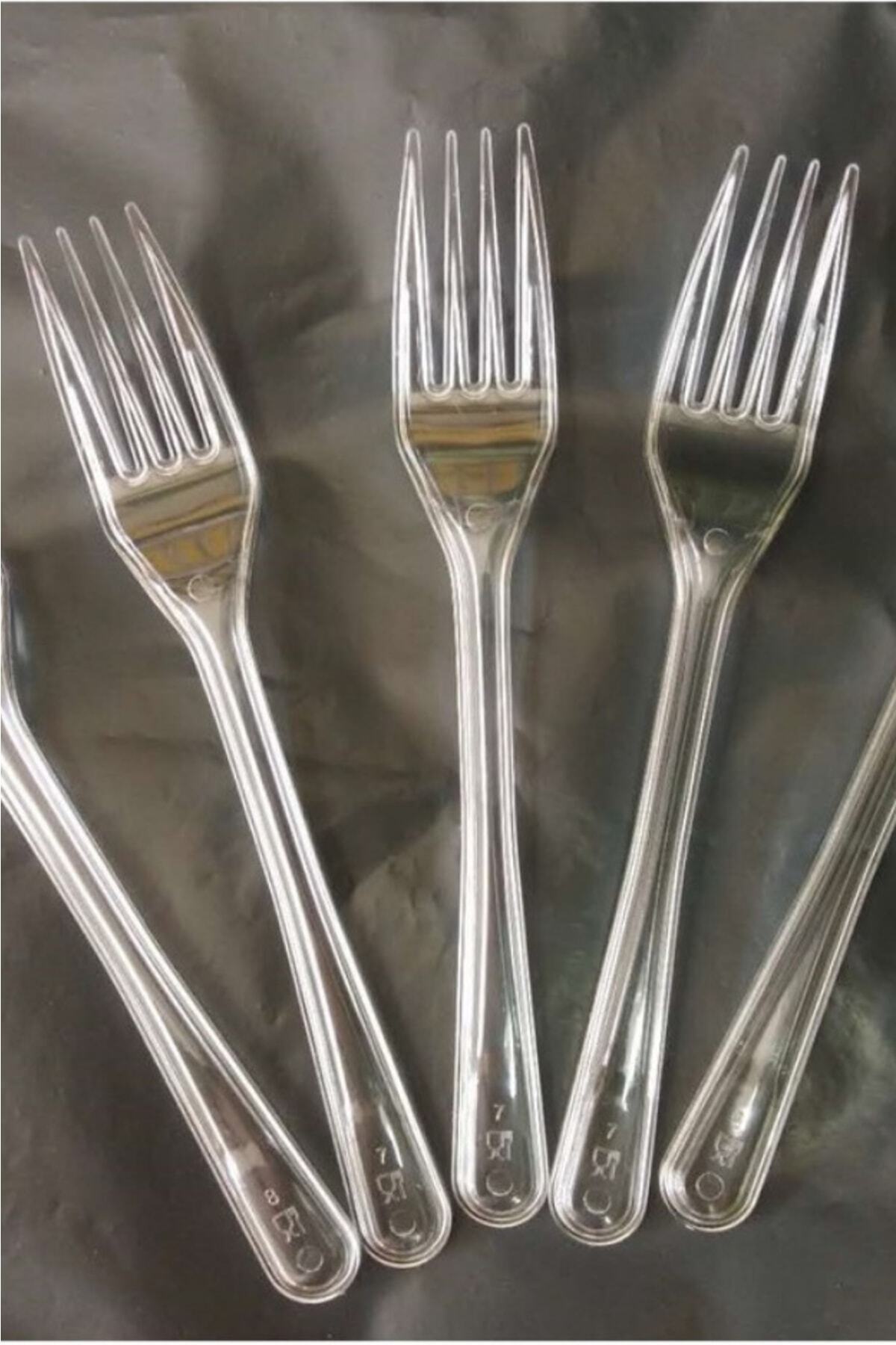 Merpak Ambalaj Lüks Plastik Çatal 100 Adet 1. Kalite Sert Kalın Şeffaf Çatal