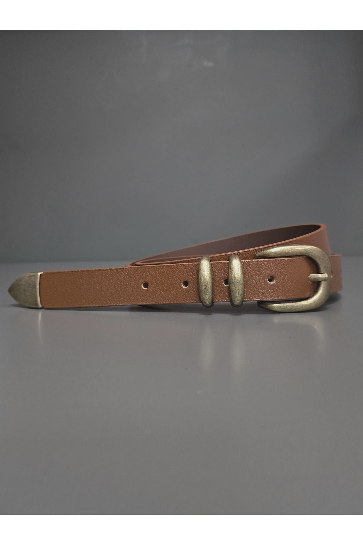 Kemerix-100% Genuine Leather Black Tin-Tan Antique Coated Suit Buckle 2-Piece Belt Set 3