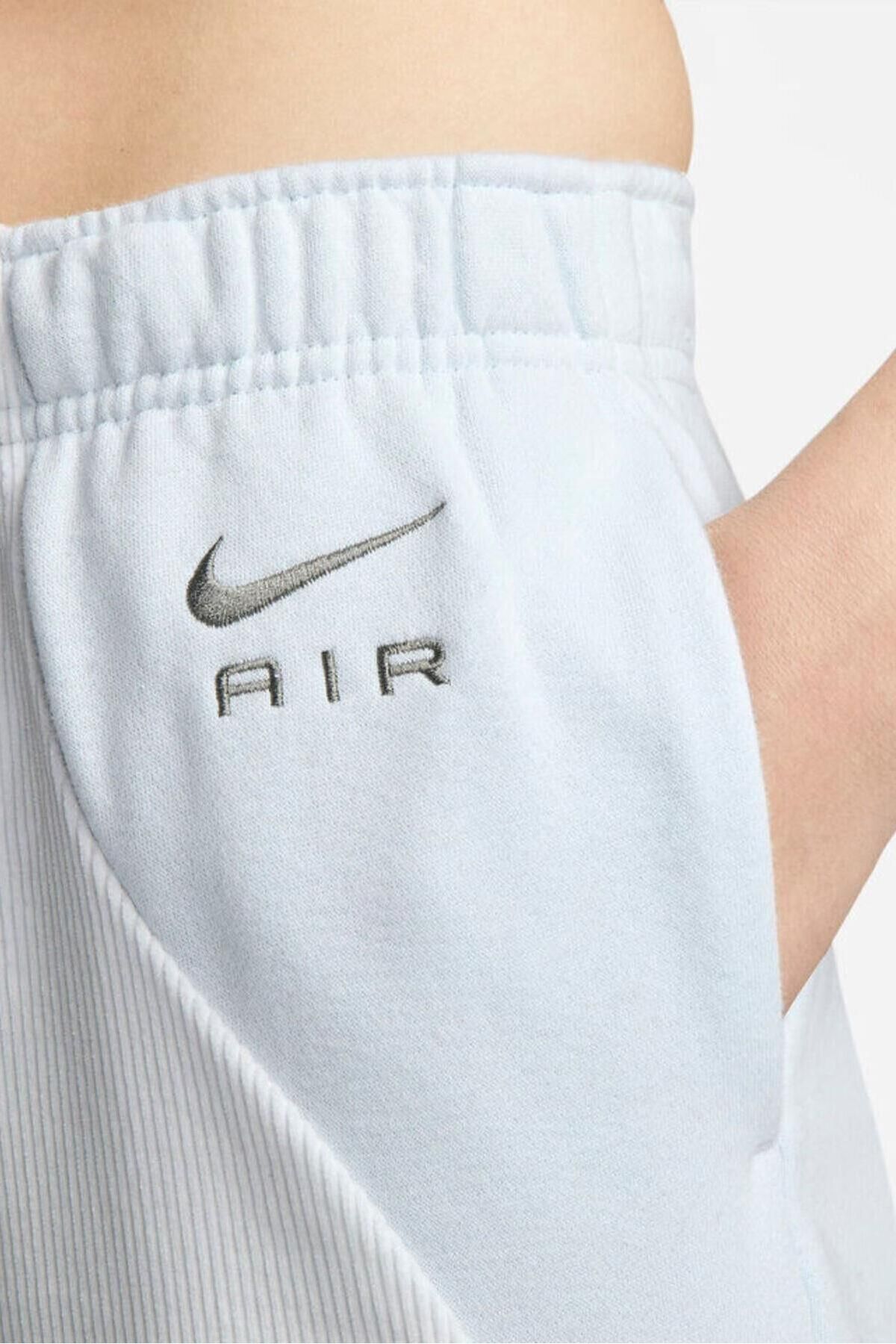Nike-Air Corduroy Fleece Pants High Waist Ribbed Detail Loose Fit Women's Gray Sweatpants 5