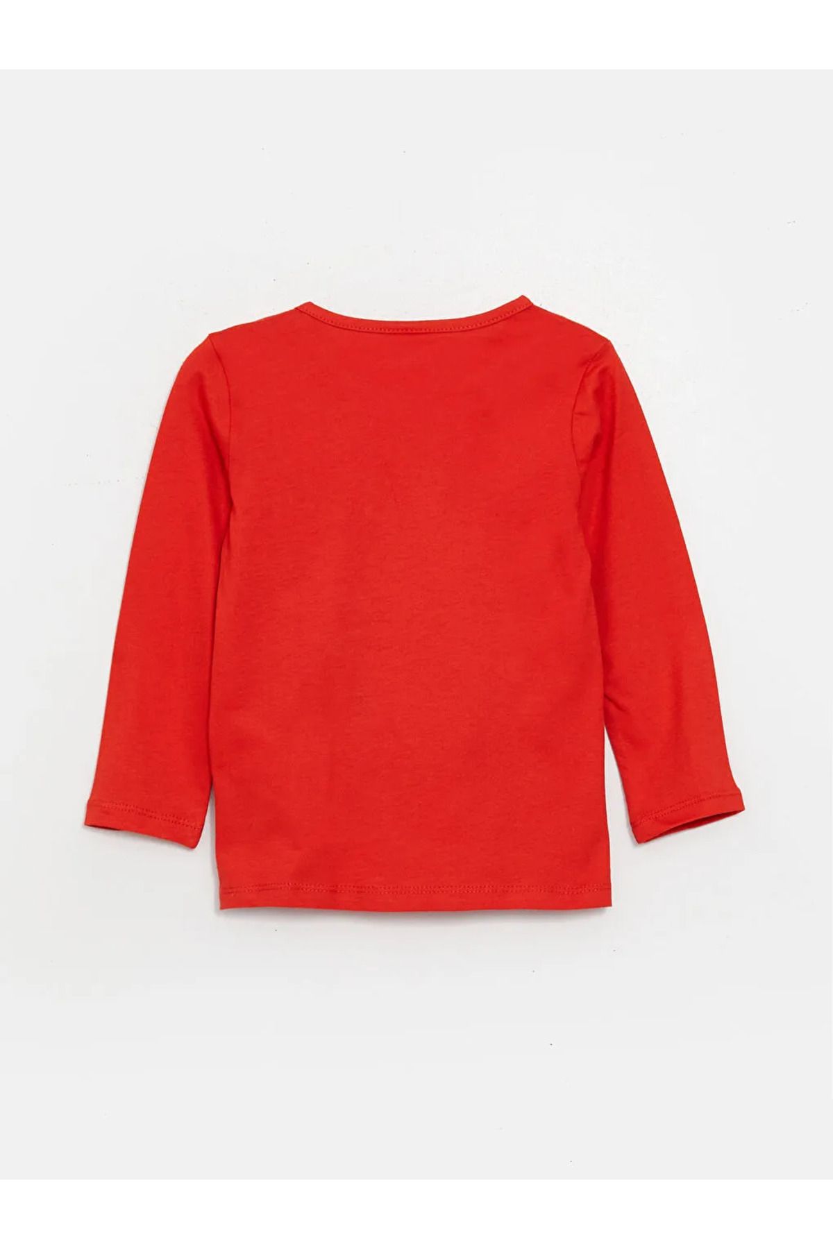LC Waikiki-Lcw Kids Red Crew Neck Printed Long Sleeve Girls Pajamas Top 2