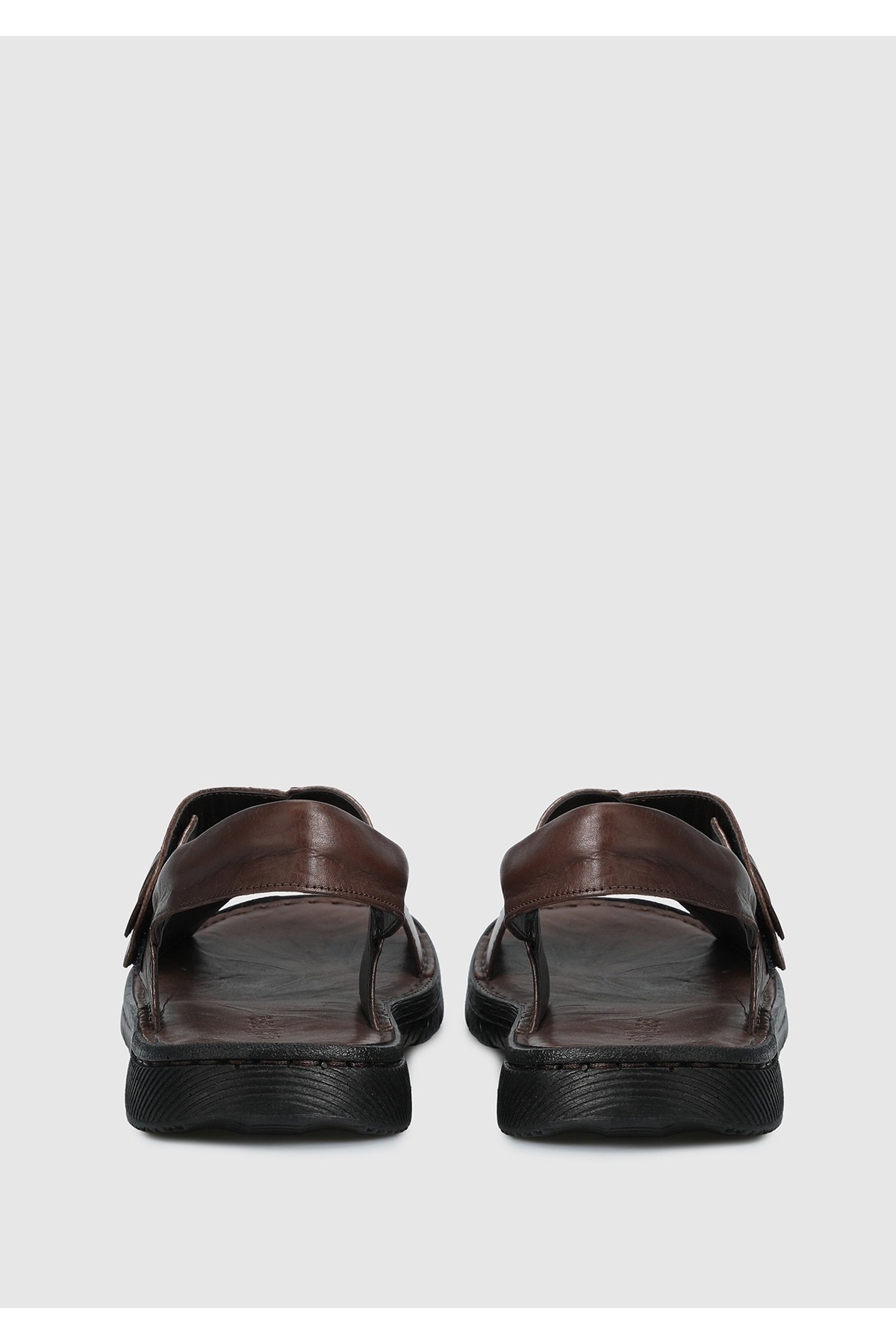 Eclipse-Men's Brown Leather Flat Sandals 4