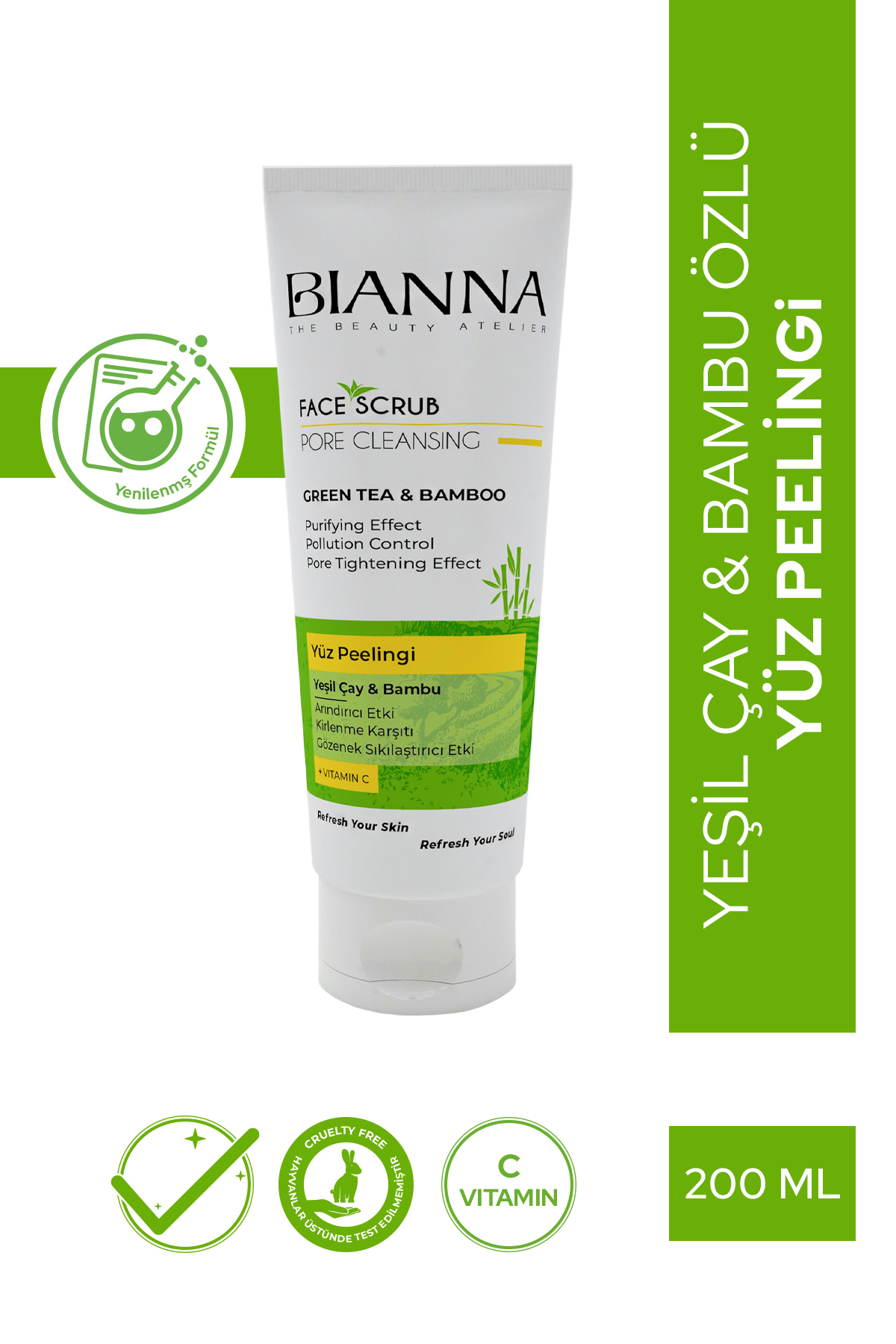 Bianna Yüz Peelingi C Vitaminli Ve Gözenek Sıkılaştırıcı Yeşil Çaylı Ve Bambulu 200ml — Y&BP2000