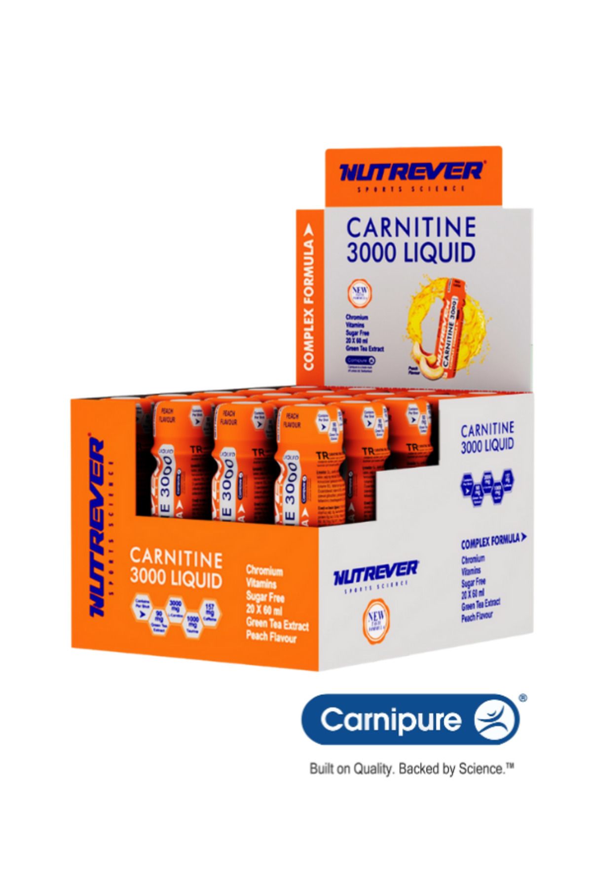Nutrever L-Carnitine 3000 Mg Liquid 20 adet X 60 ml Şeftali - Carnipure® Ham Maddeli