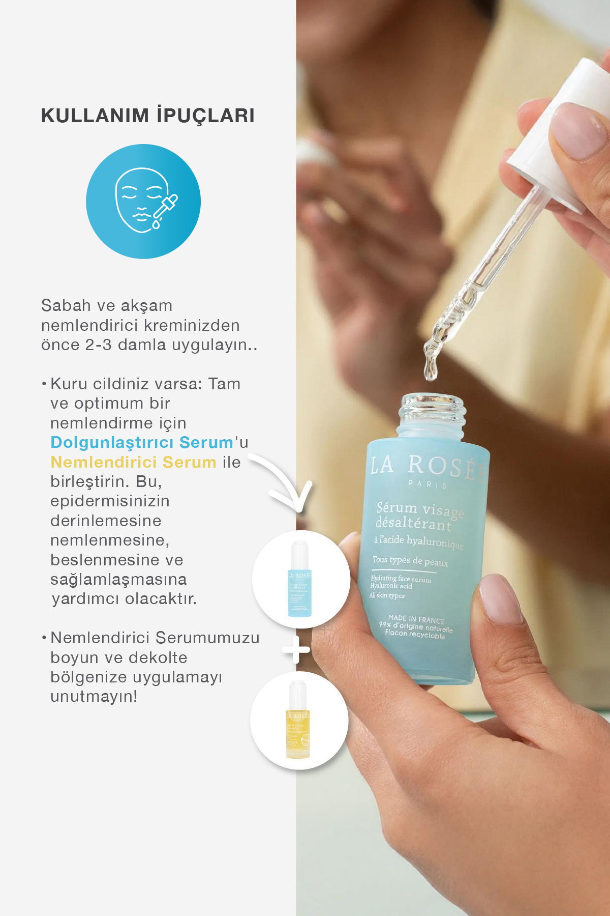 La Rosee Paris NEMLENDİRİCİ YÜZ SERUMU Hyaluronic Asit İçeren - 30