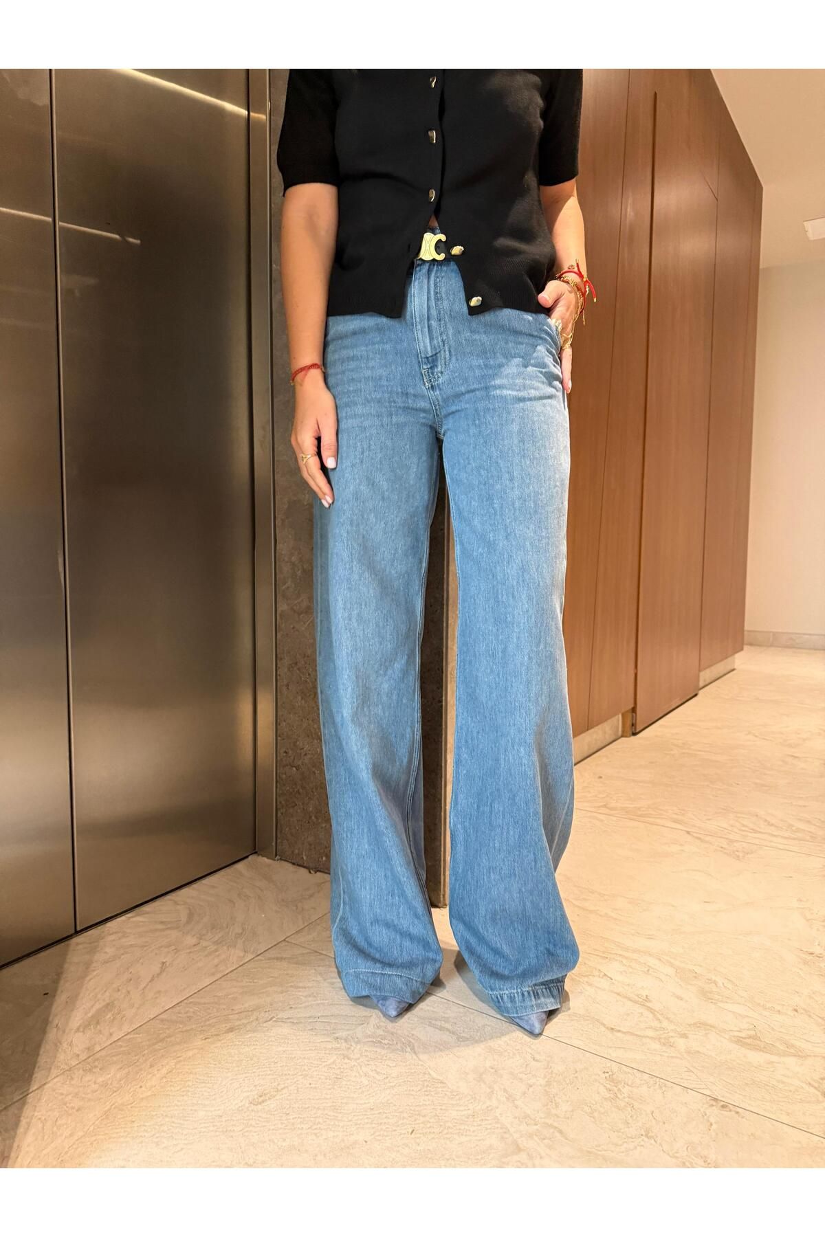 begum mayda Orijinal Premium Marka , Lyocell , Açık Mavi , Palazzo Jean